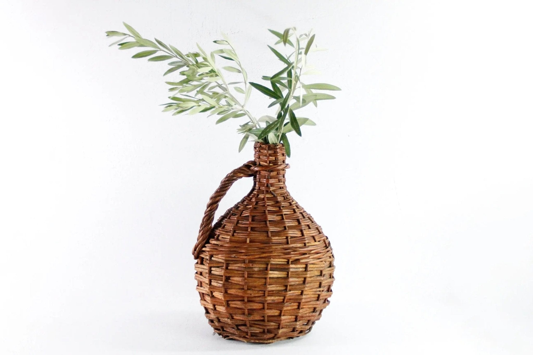 Wicker Demijohn | Vintage Wine Bottle With Handle - Debra Hall Lifestyle