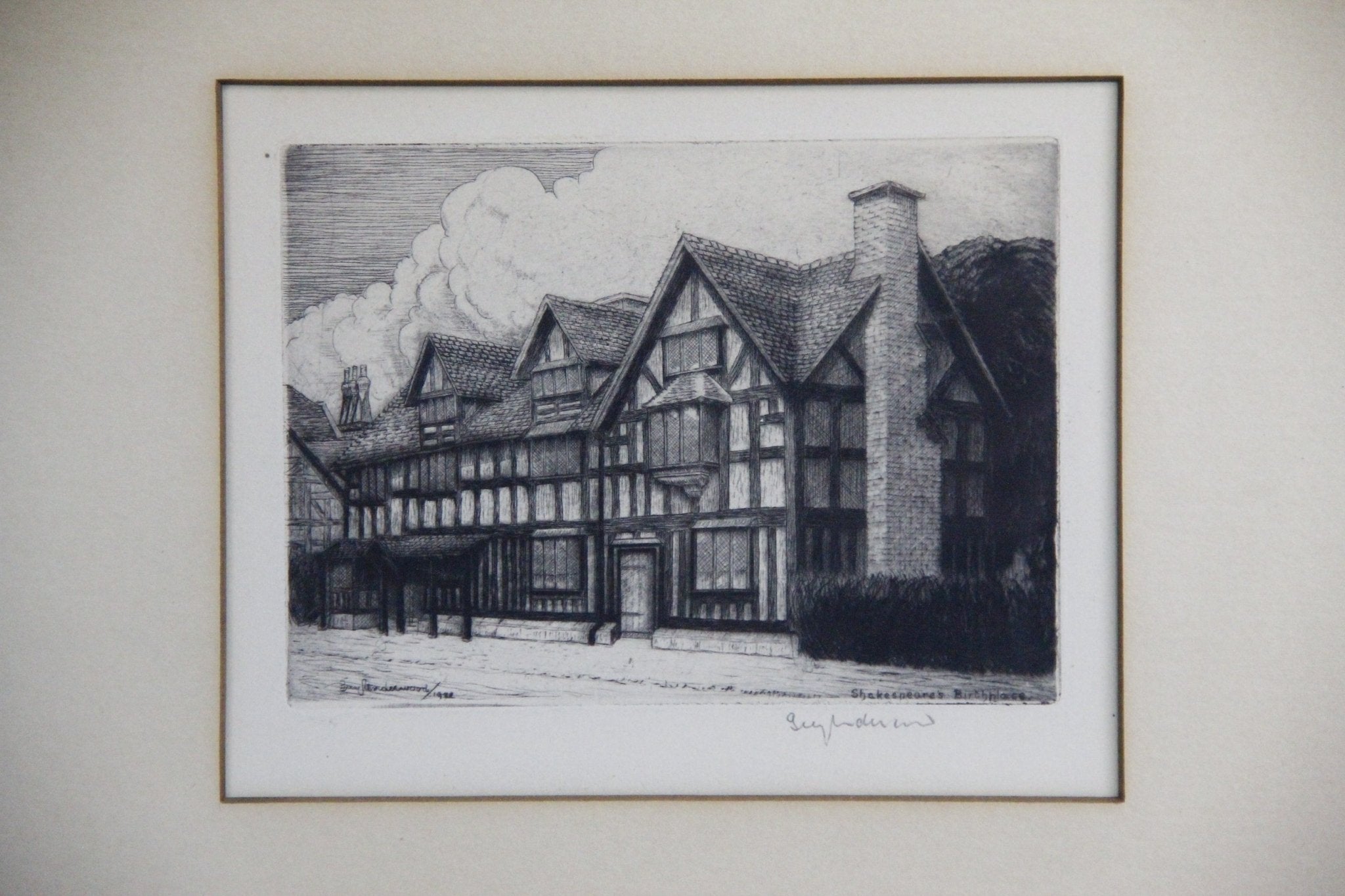 Antique Lithograph | C. 1922 Shakespear's Birthplace - Debra Hall Lifestyle