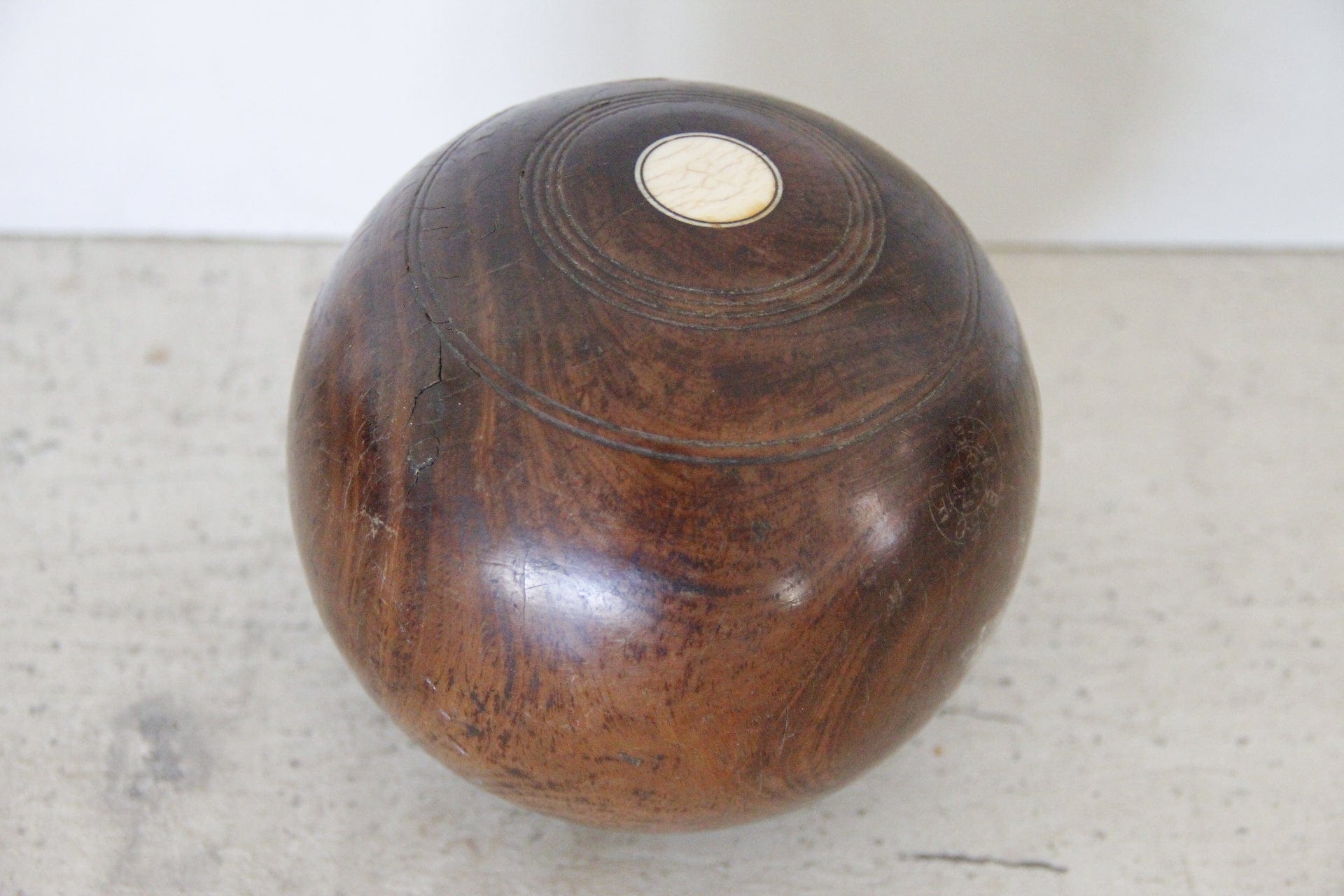 English Bocce Ball | Antique Wood Lawn Bowling Ball - Debra Hall Lifestyle