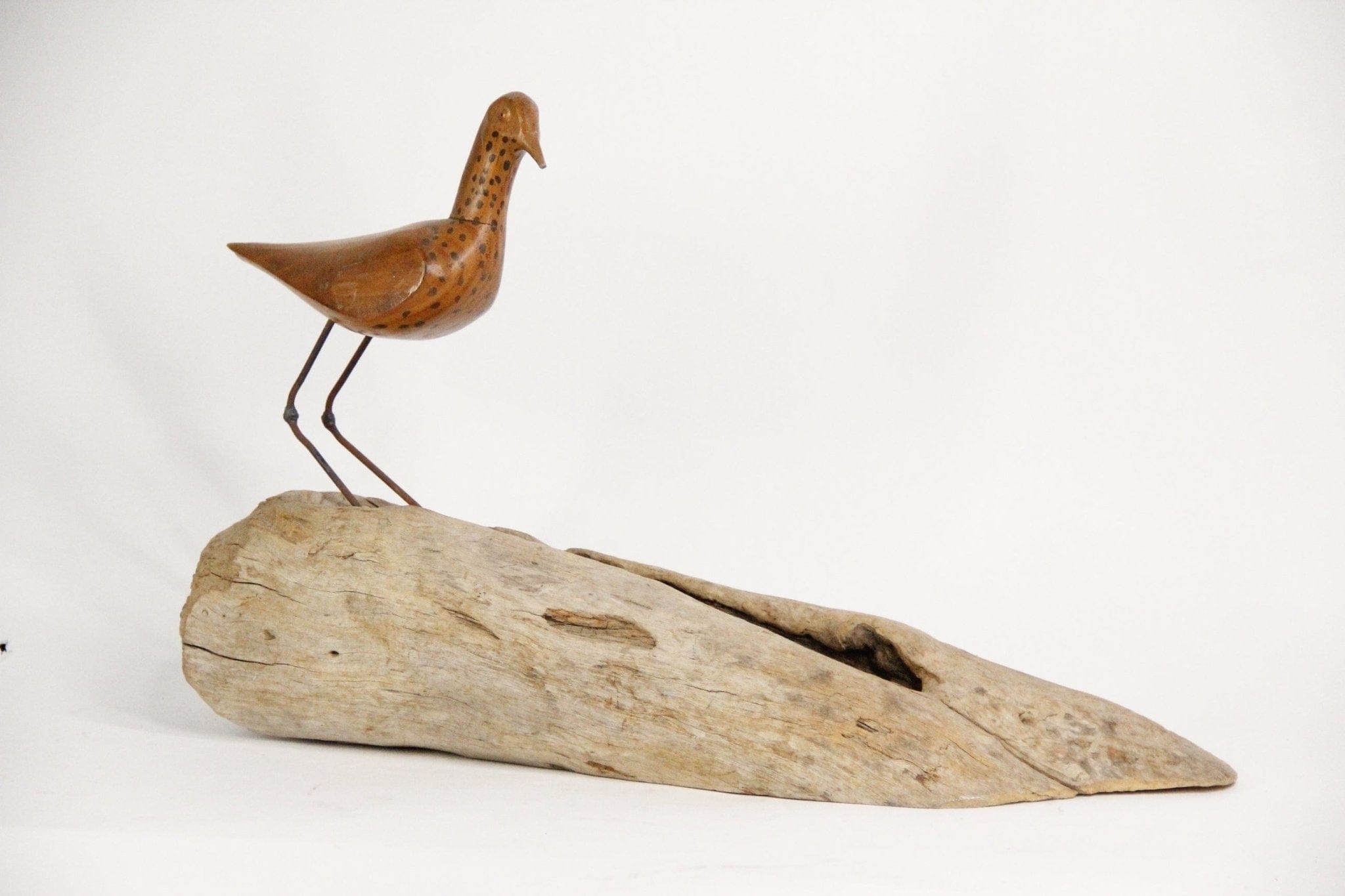 Midcentury Shorebird on Driftwood Sculpture | Signed Ellis - Debra Hall Lifestyle