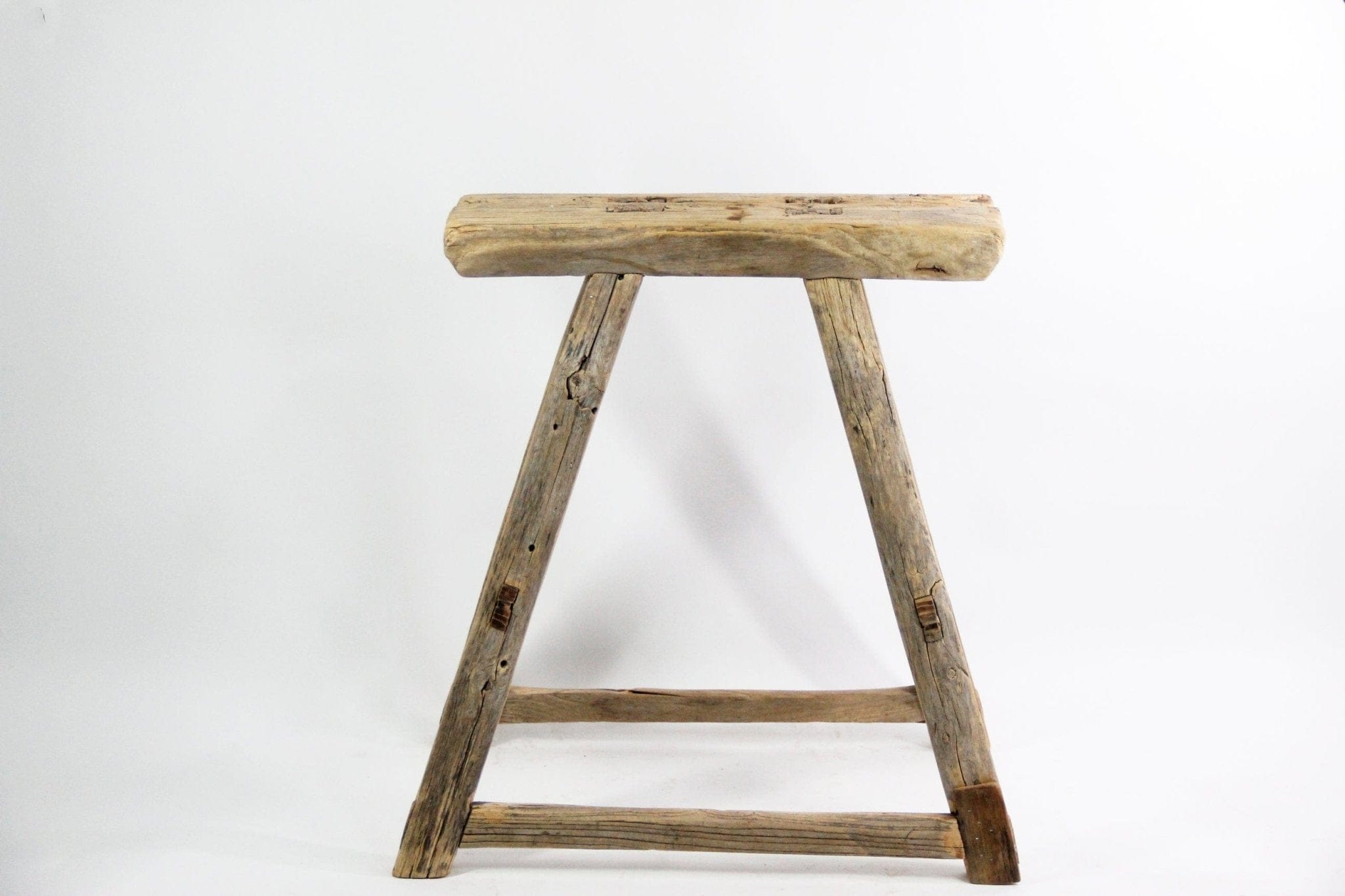 Vintage Elm Wood Stool | Bench | Side Table J - Debra Hall Lifestyle