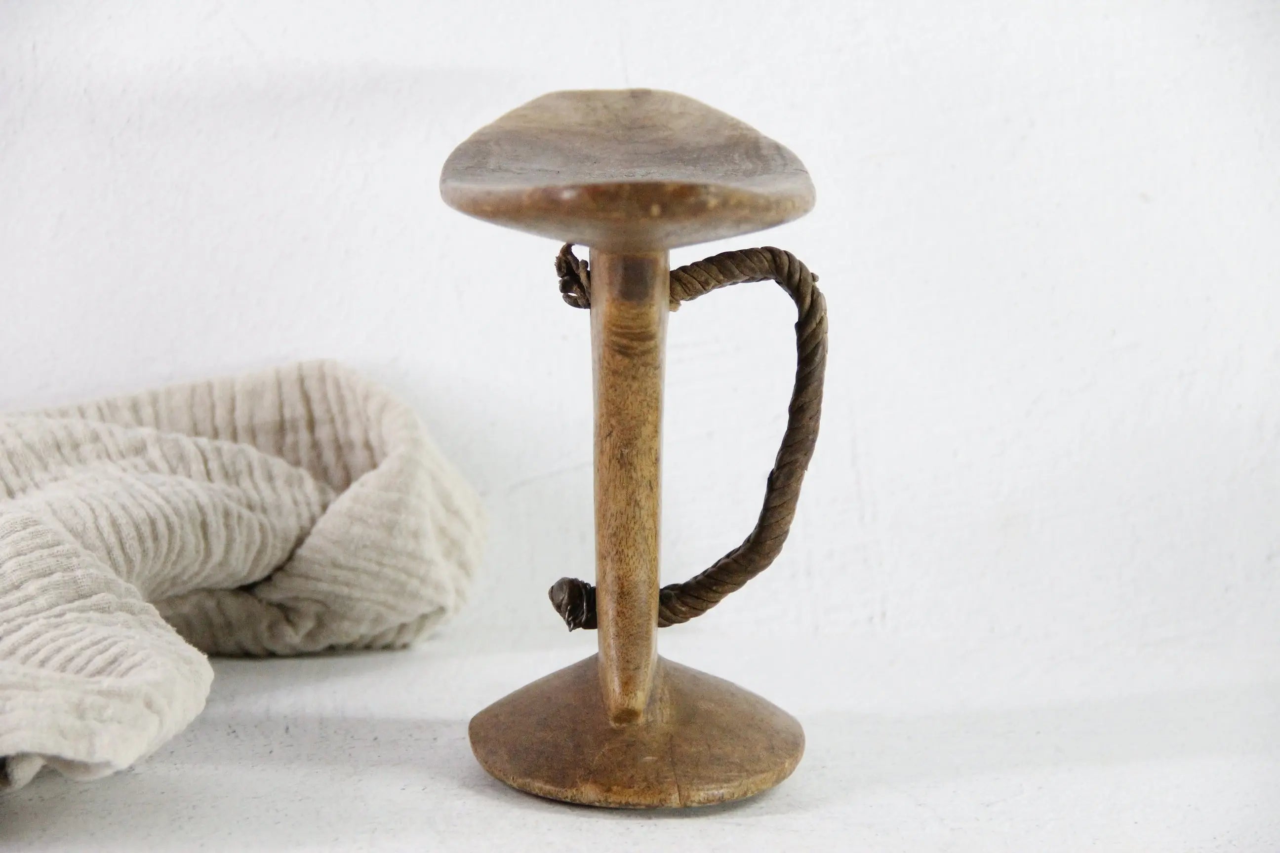 African Wooden Headrest | Antique Hand Carved with Strap  Debra Hall Lifestyle