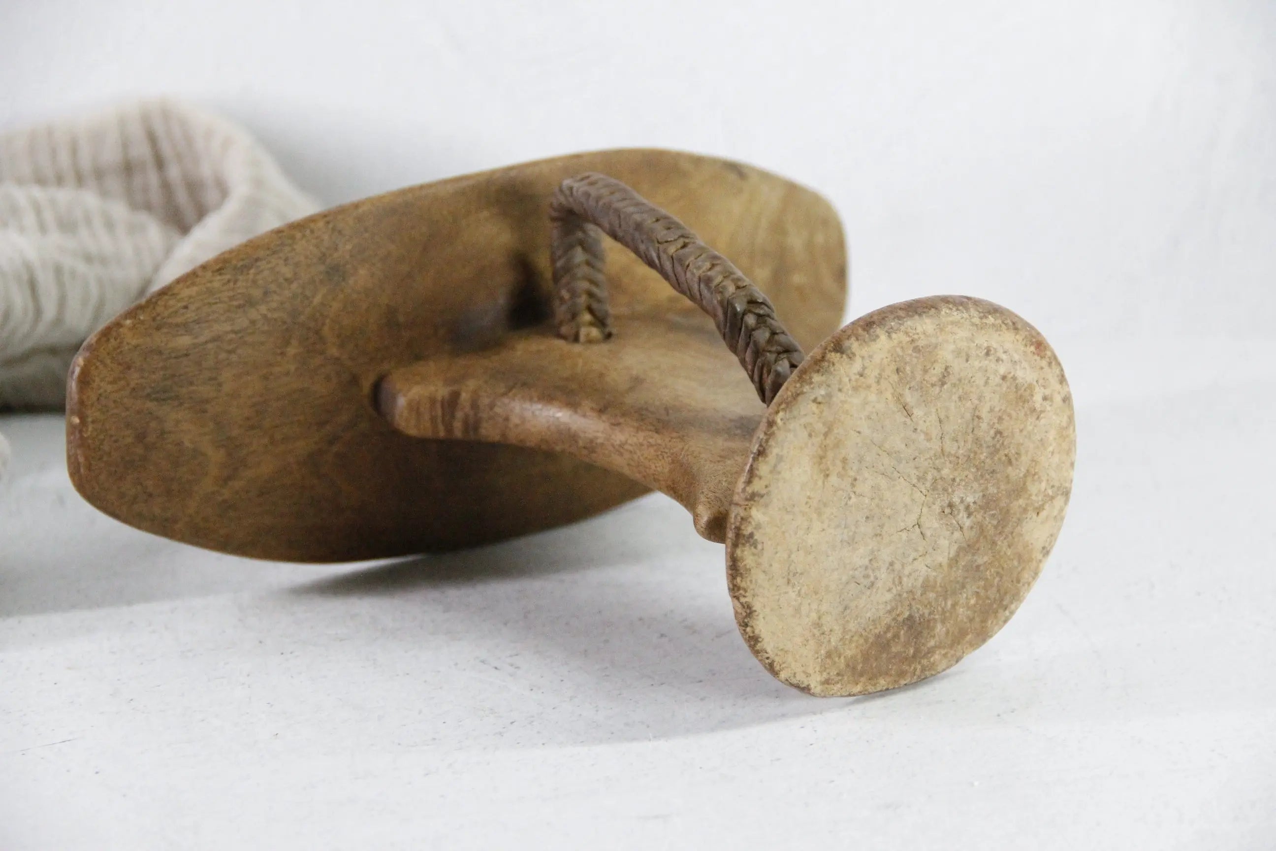 African Wooden Headrest | Antique Hand Carved with Strap  Debra Hall Lifestyle