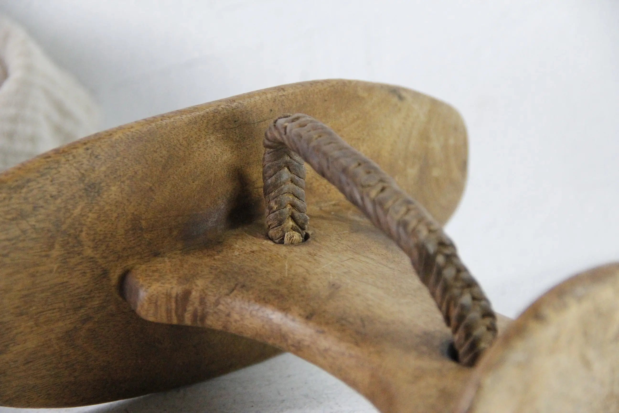 African Wooden Headrest | Antique Hand Carved with Strap  Debra Hall Lifestyle
