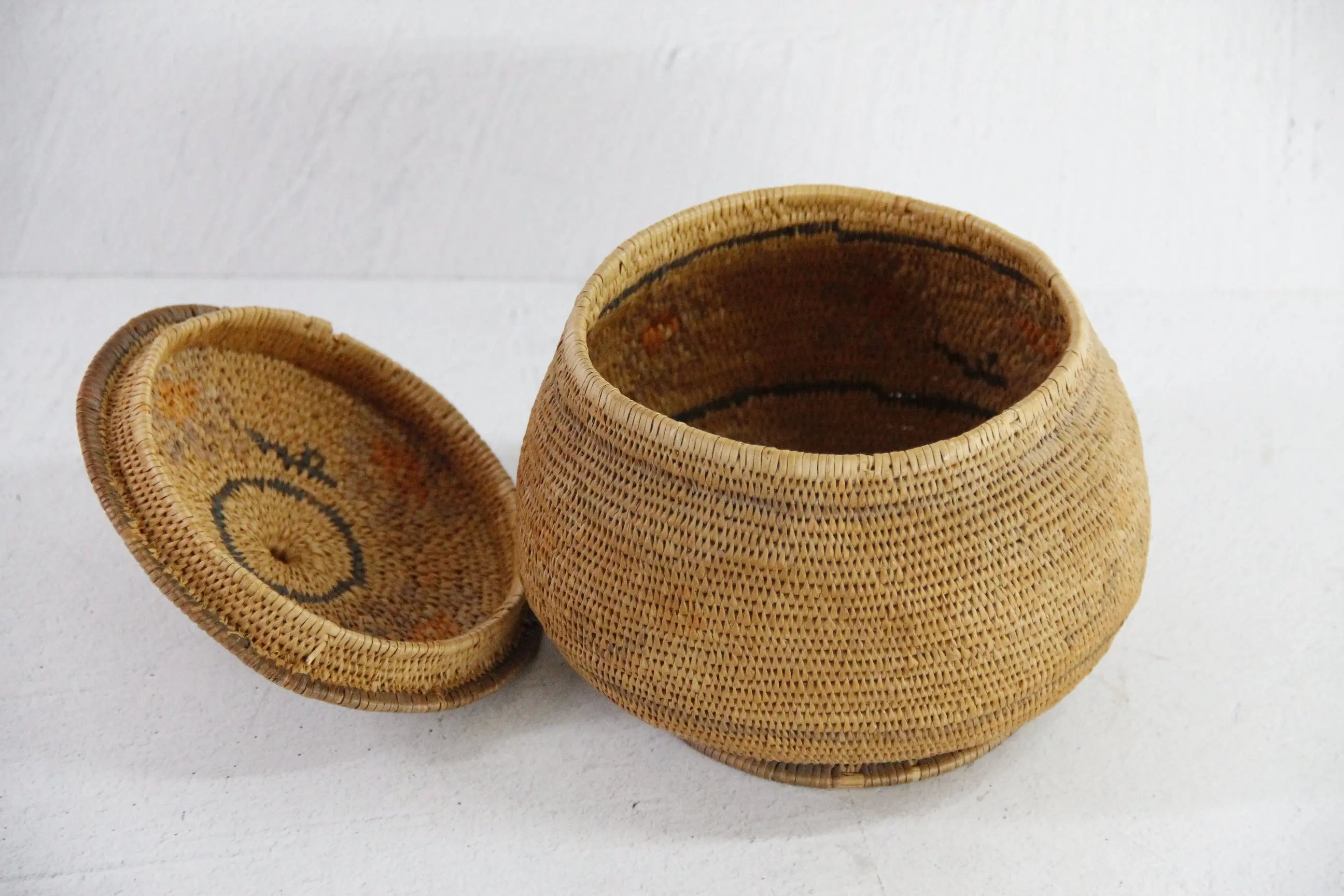 American Indian Basket | Native Woven Lidded Storage  Debra Hall Lifestyle