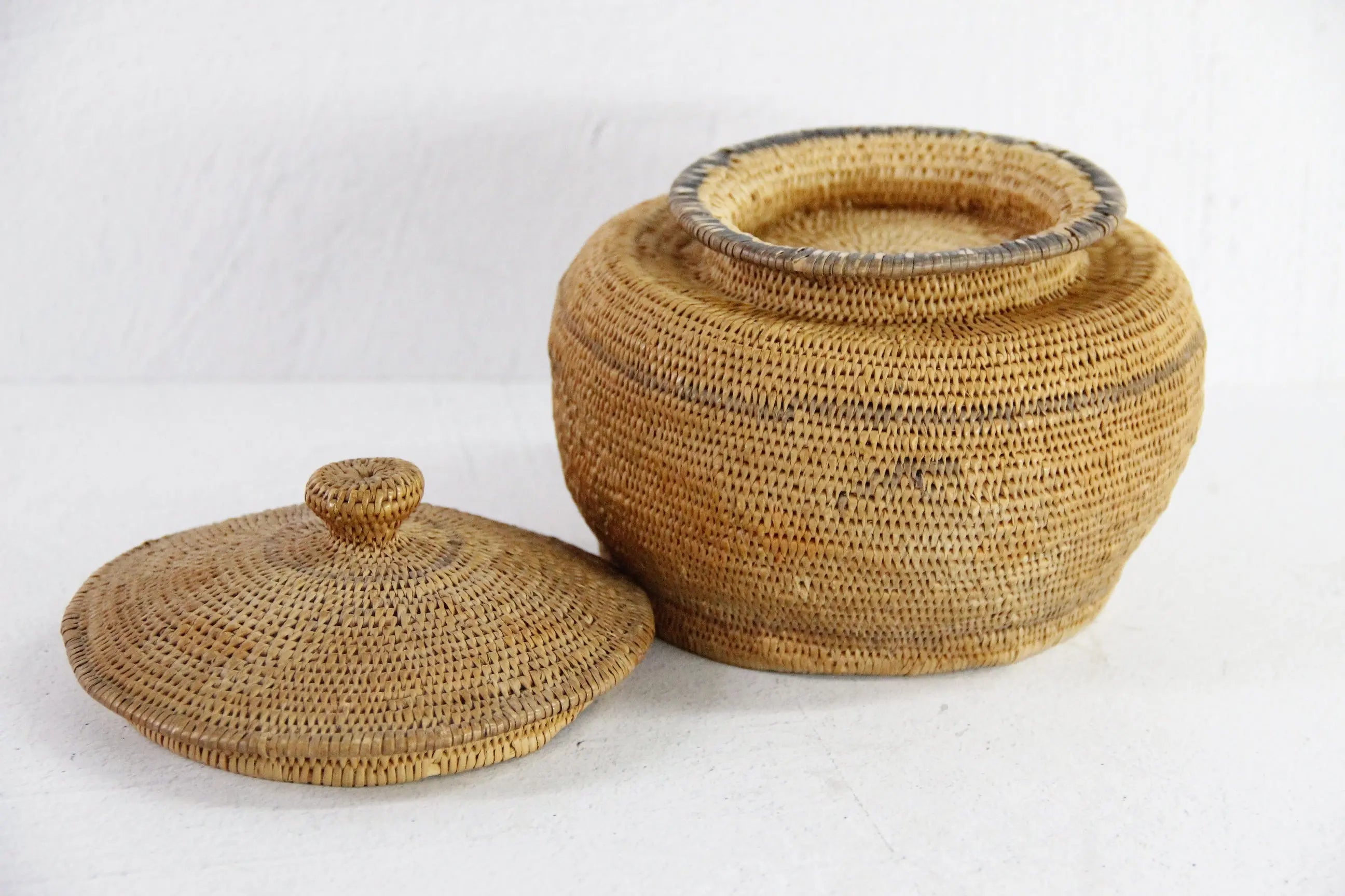 American Indian Basket | Native Woven Lidded Storage  Debra Hall Lifestyle