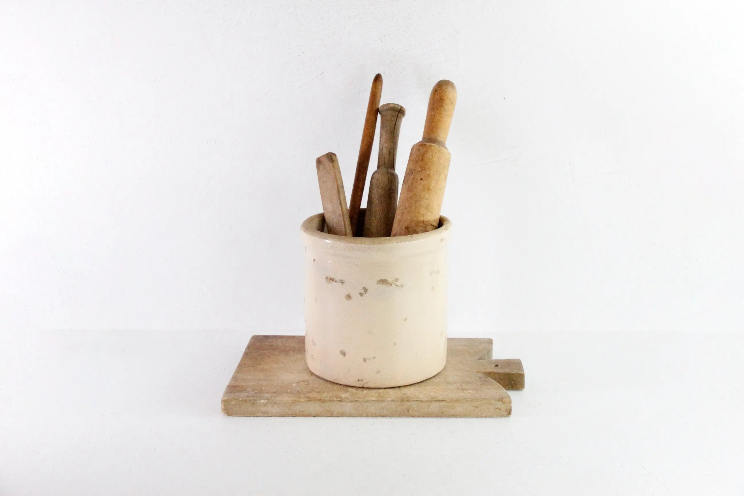 Antique 1 Gallon Stoneware Crock For Utensils | Rustic  Debra Hall Lifestyle