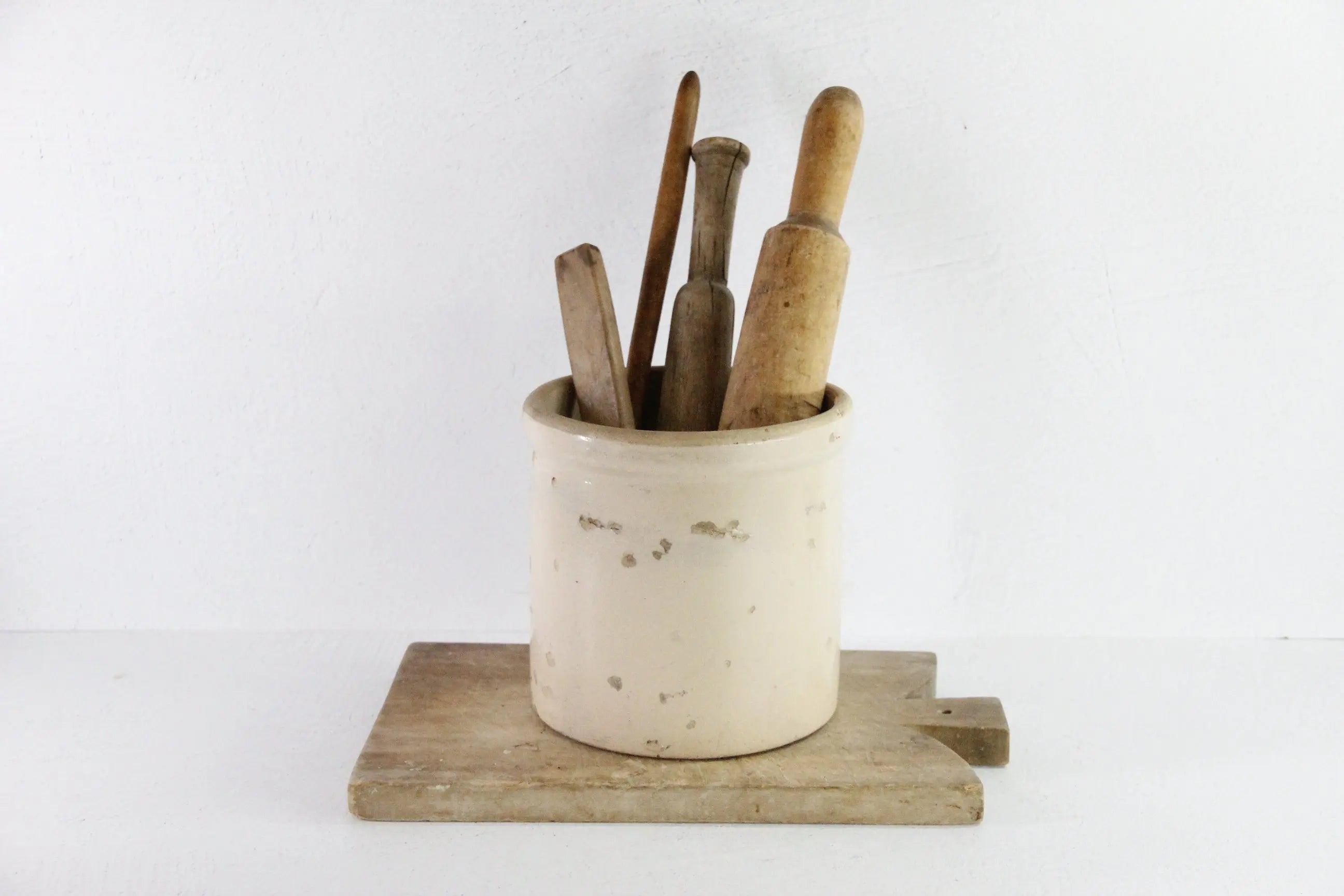 Antique 1 Gallon Stoneware Crock For Utensils | Rustic  Debra Hall Lifestyle