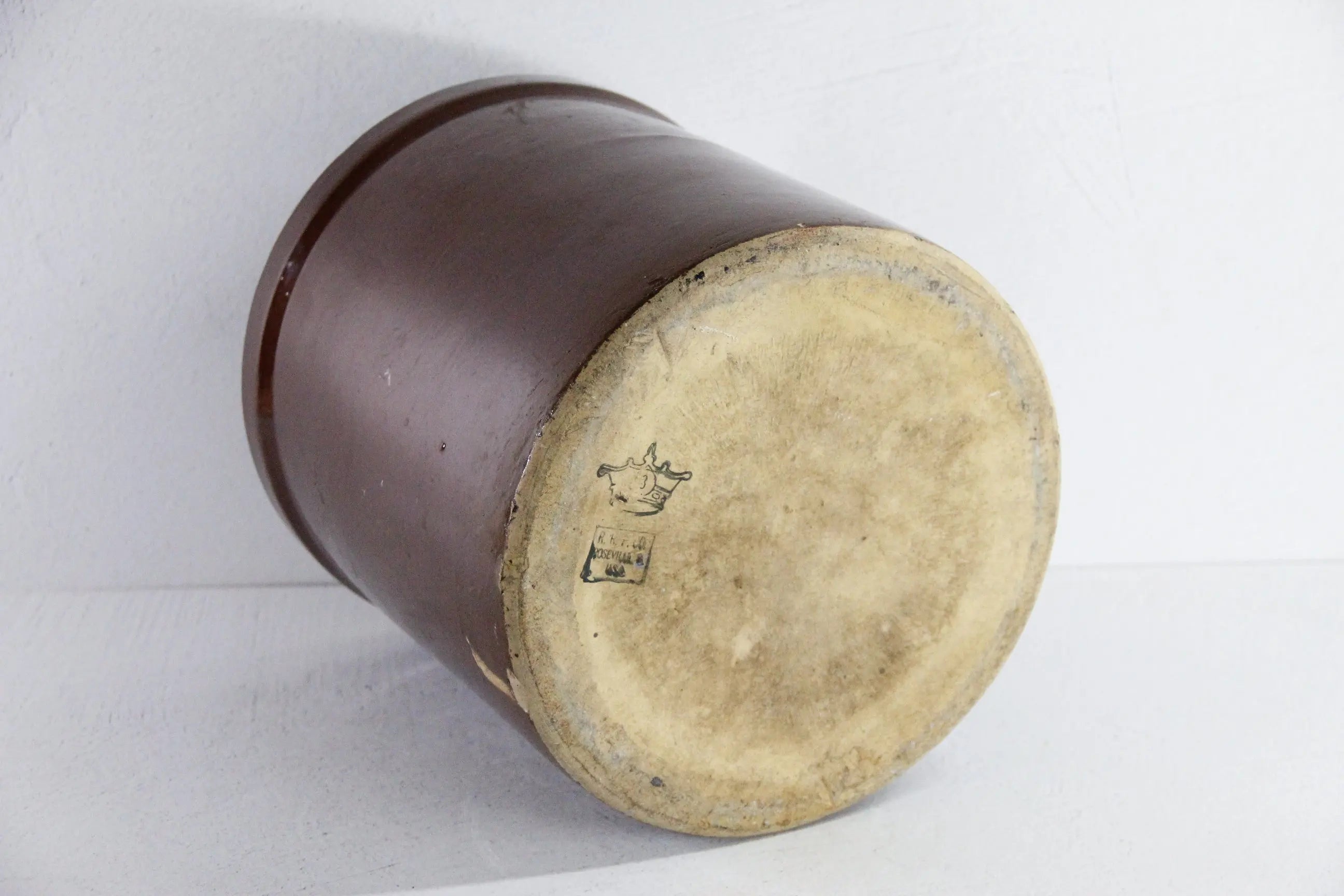 Antique 3 Gallon Stoneware Crock | Brown Crown Stamped  Debra Hall Lifestyle