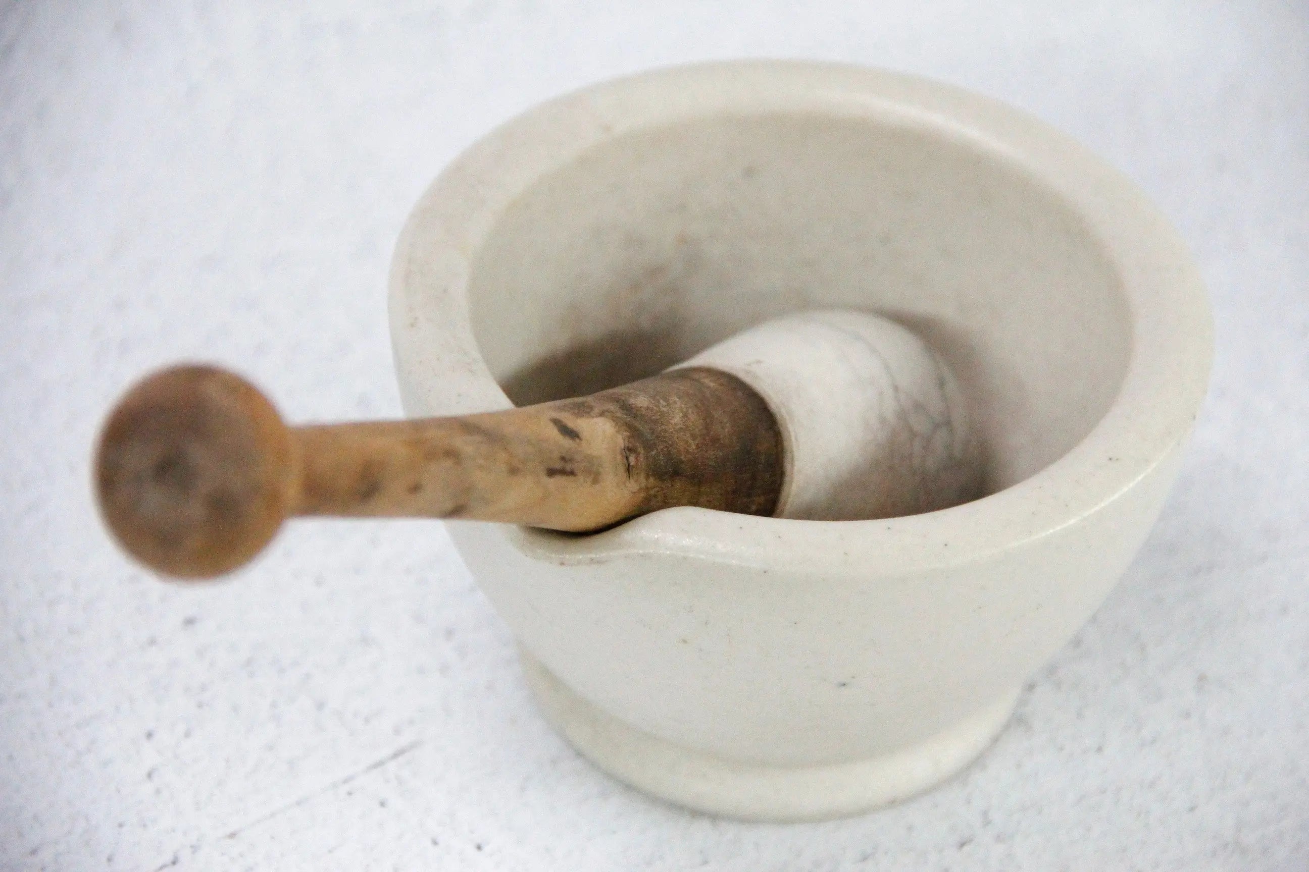 Antique Apothecary Mortar and Pestle | Matte Porcelain Stone  Debra Hall Lifestyle