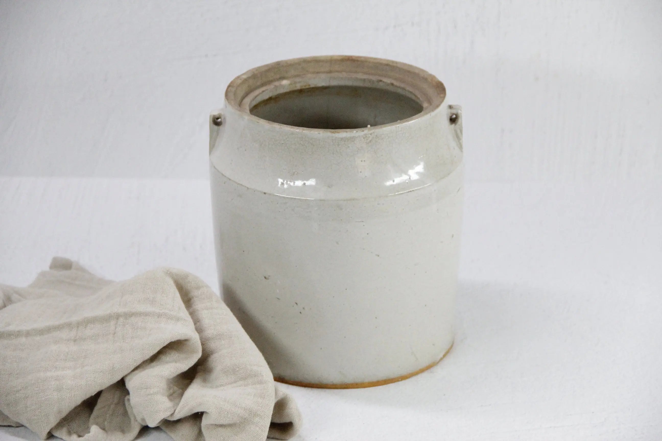 Antique Beige Stoneware Crock | X Large  Debra Hall Lifestyle