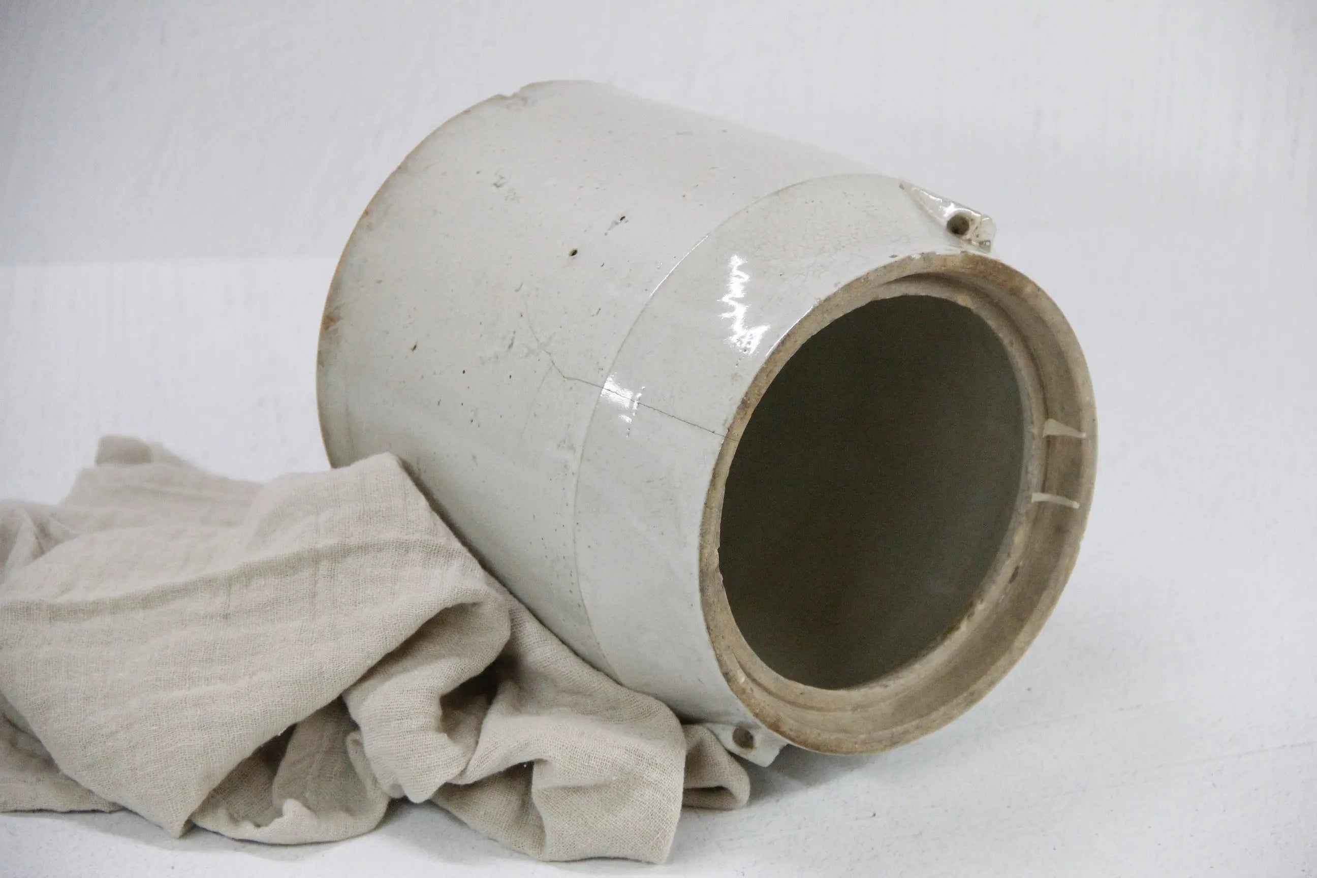 Antique Beige Stoneware Crock | X Large  Debra Hall Lifestyle