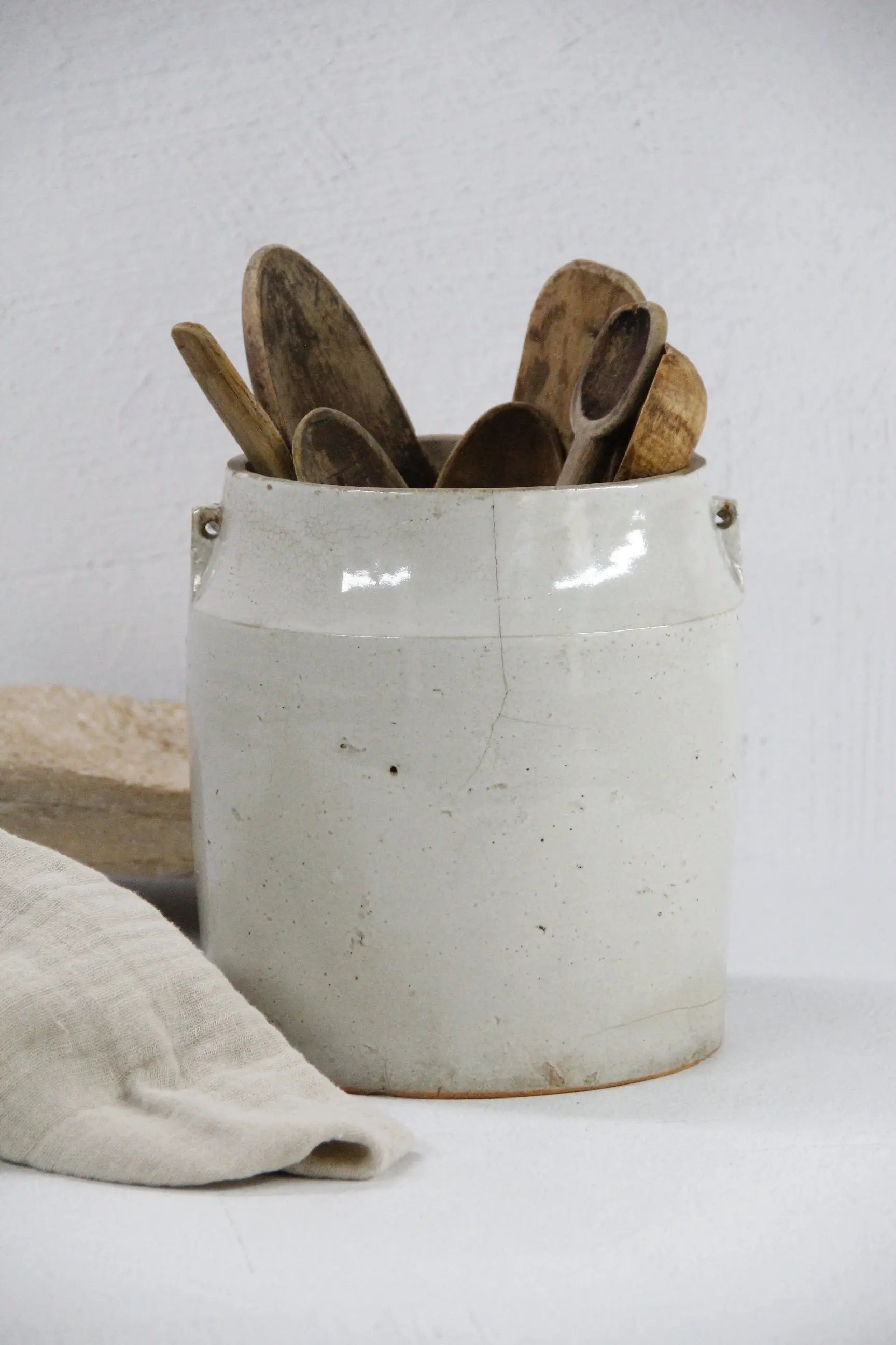 Antique Beige Stoneware Crock | X Large  Debra Hall Lifestyle