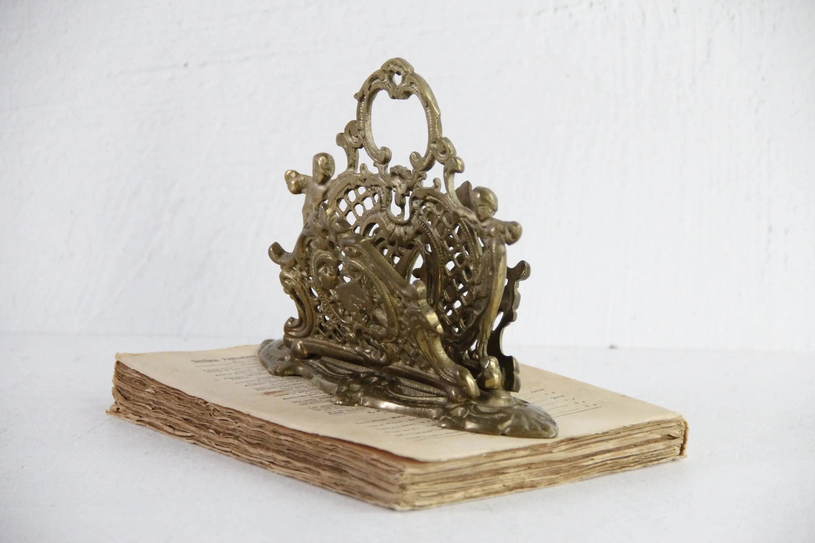 Antique Brass Letter Holder | Ornate Victorian Cherubs  Debra Hall Lifestyle