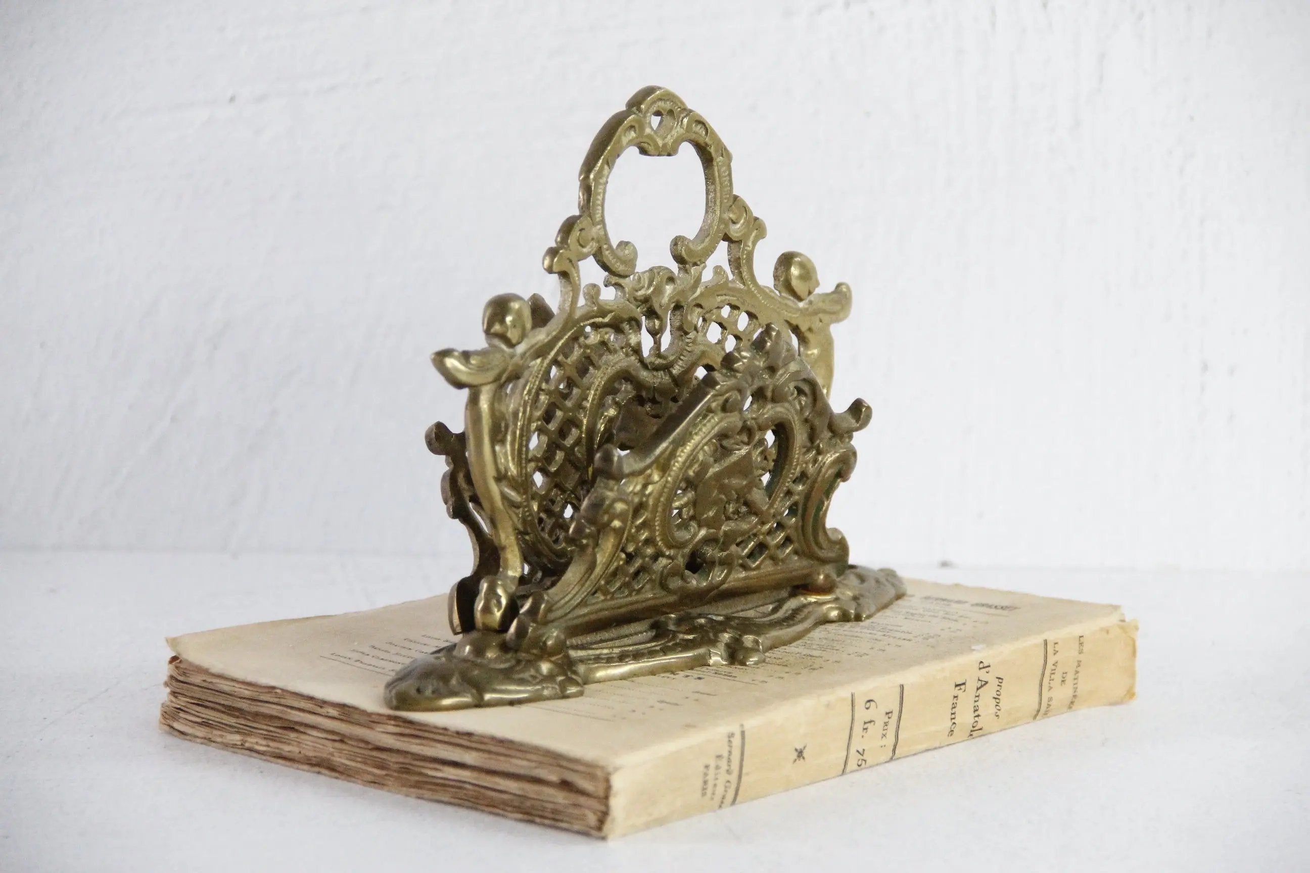 Antique Brass Letter Holder | Ornate Victorian Cherubs  Debra Hall Lifestyle