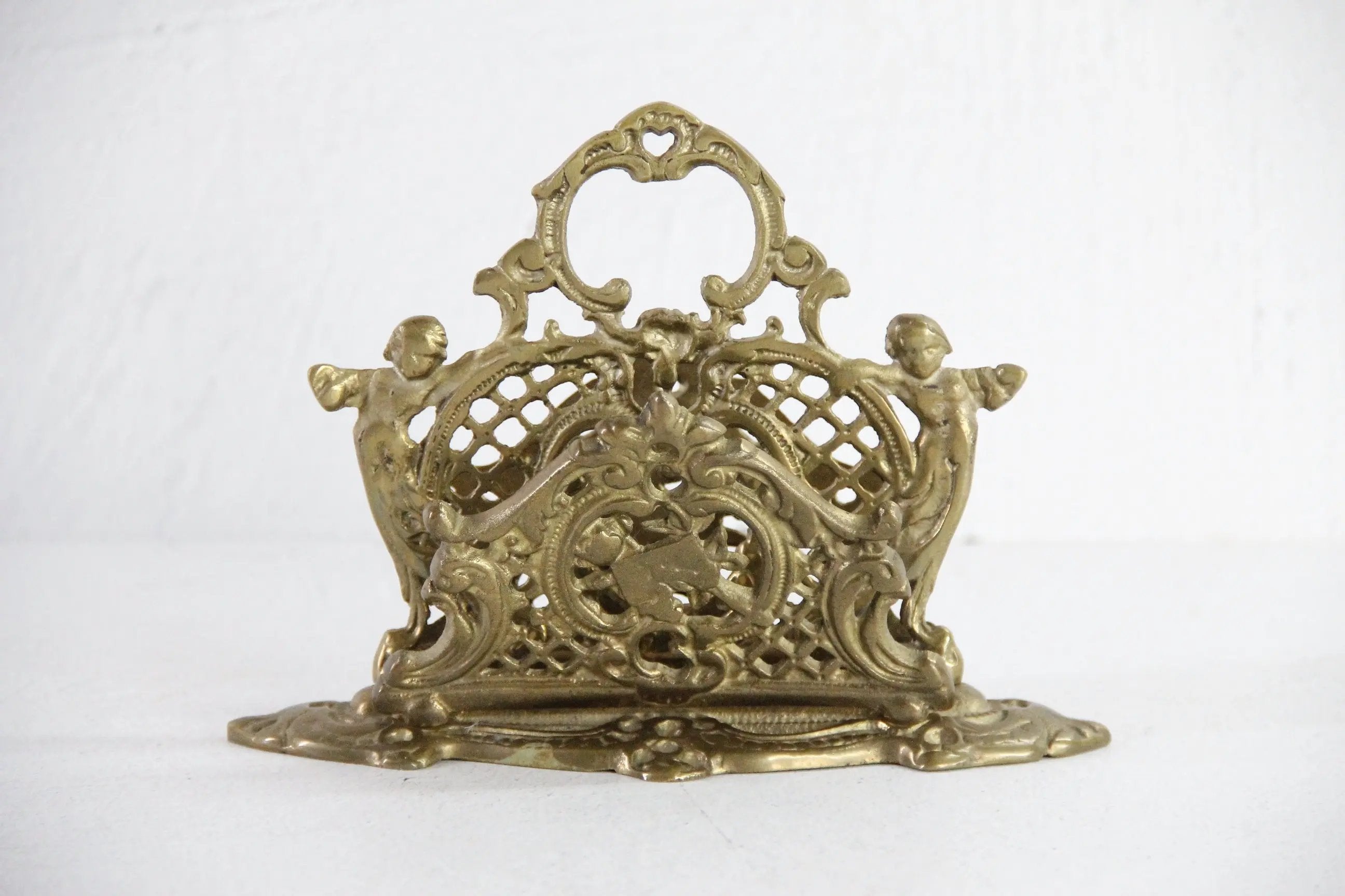 Antique Brass Letter Holder | Ornate Victorian Cherubs  Debra Hall Lifestyle