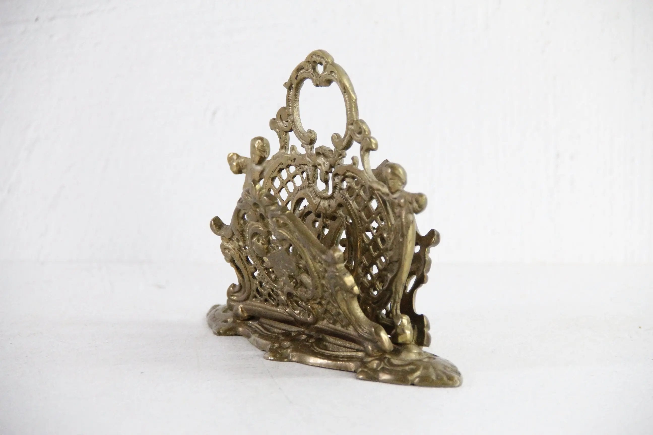 Antique Brass Letter Holder | Ornate Victorian Cherubs  Debra Hall Lifestyle