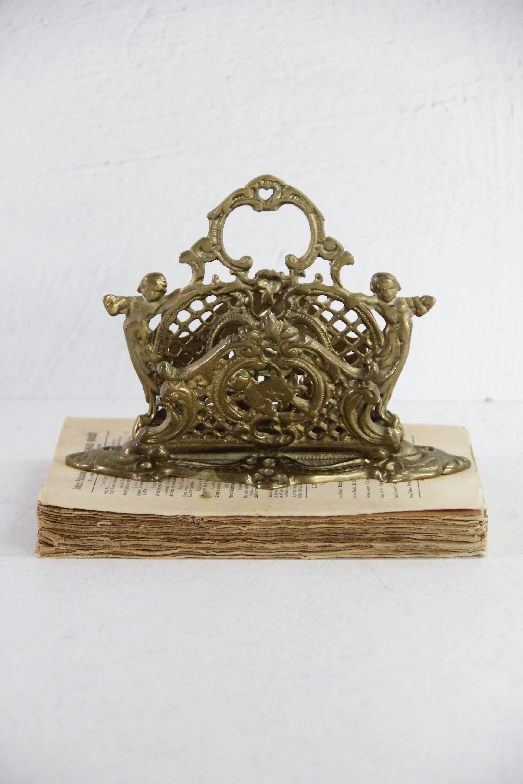 Antique Brass Letter Holder | Ornate Victorian Cherubs  Debra Hall Lifestyle
