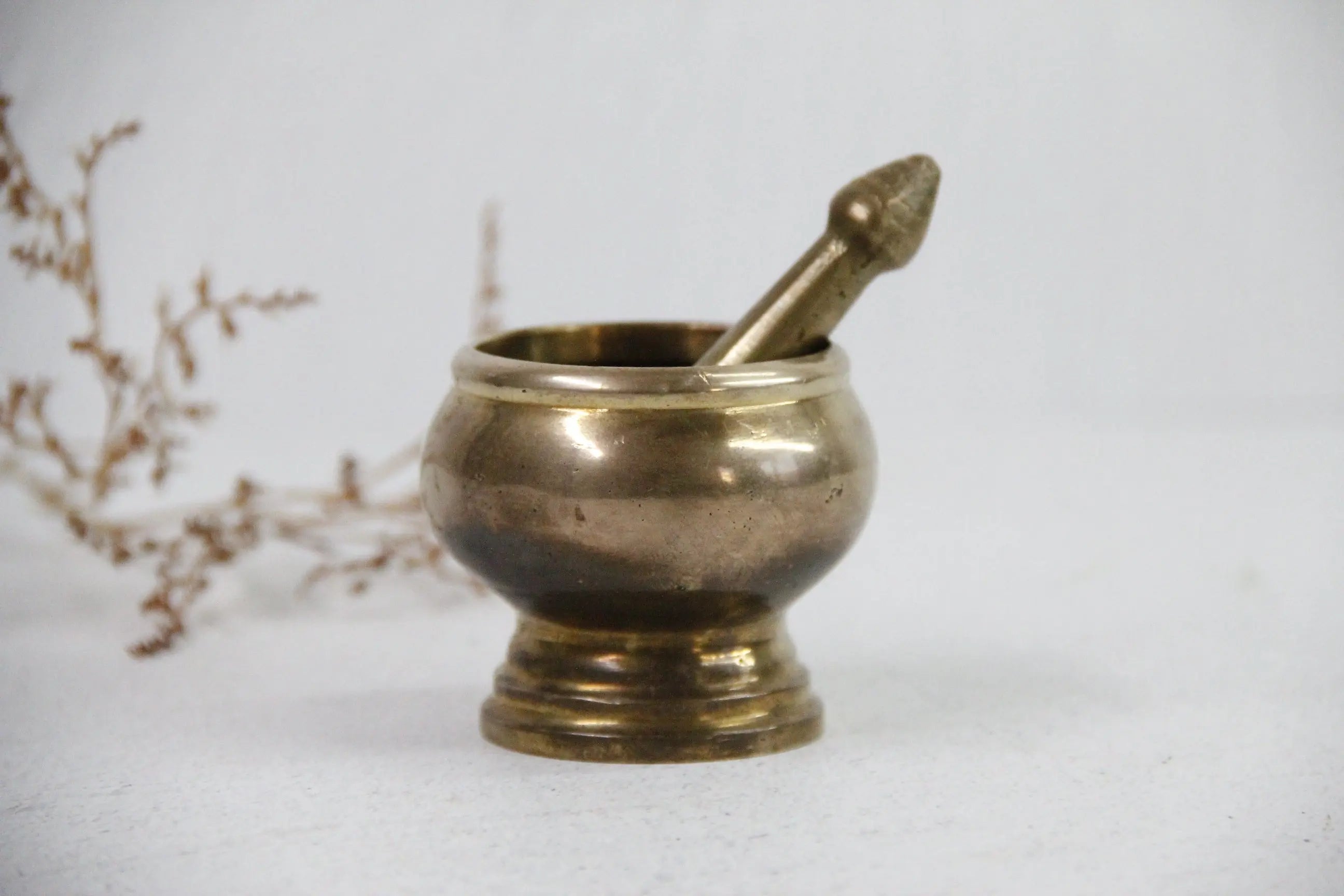 Antique Brass Mortar and Pestle | Petite Heavy 2 Piece  Debra Hall Lifestyle