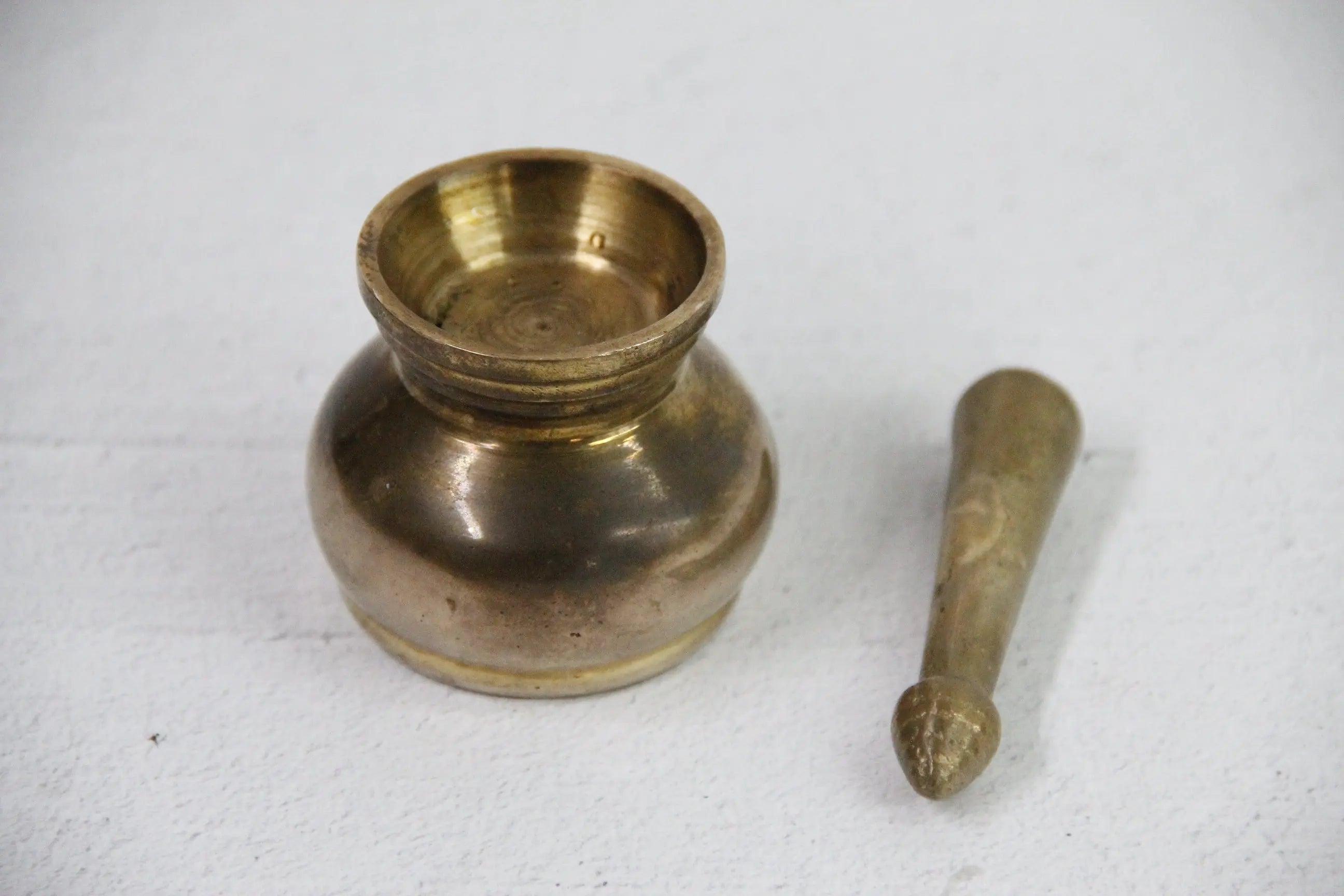 Antique Brass Mortar and Pestle | Petite Heavy 2 Piece  Debra Hall Lifestyle