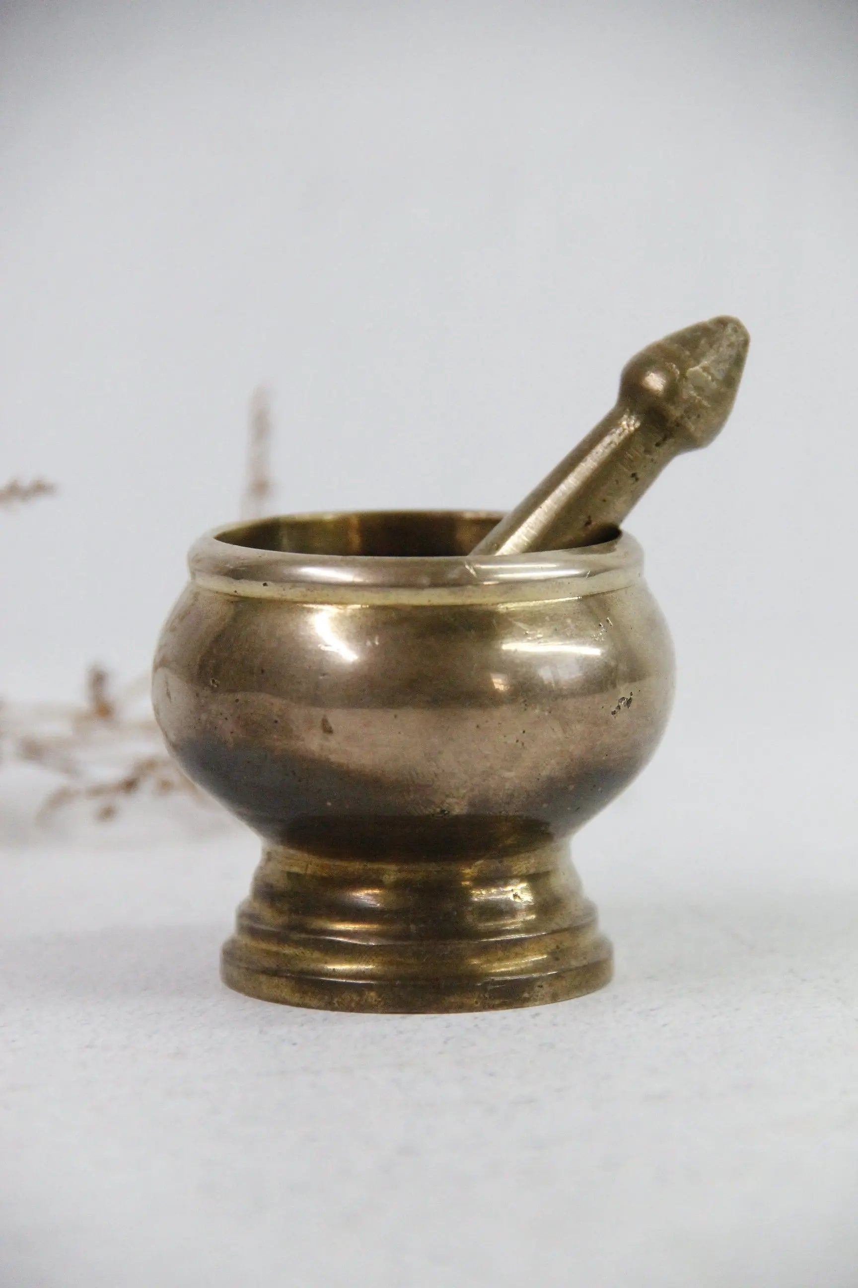 Antique Brass Mortar and Pestle | Petite Heavy 2 Piece  Debra Hall Lifestyle