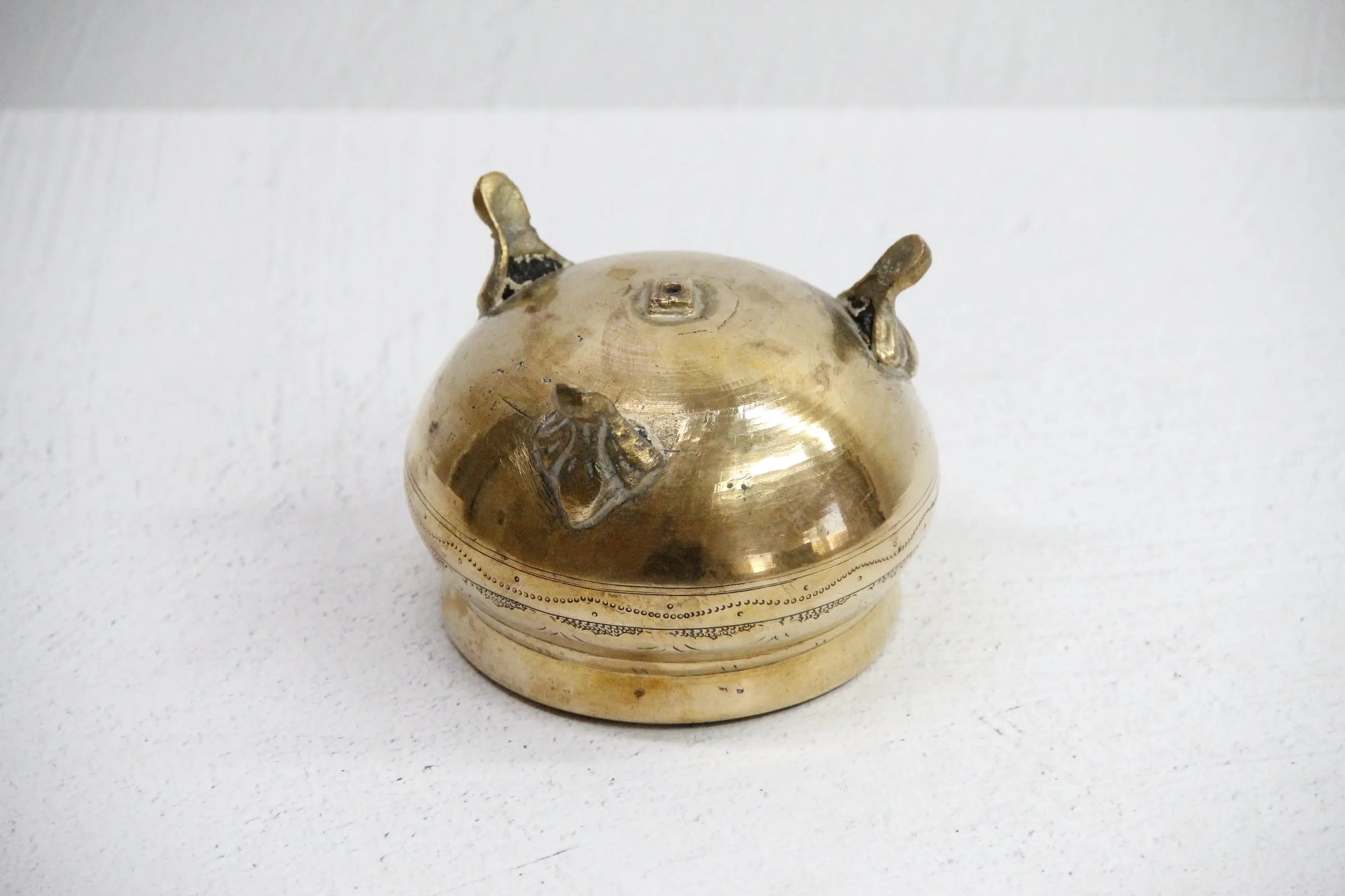 Antique Brass Planter | Footed Etched Pedestal Pot  Debra Hall Lifestyle