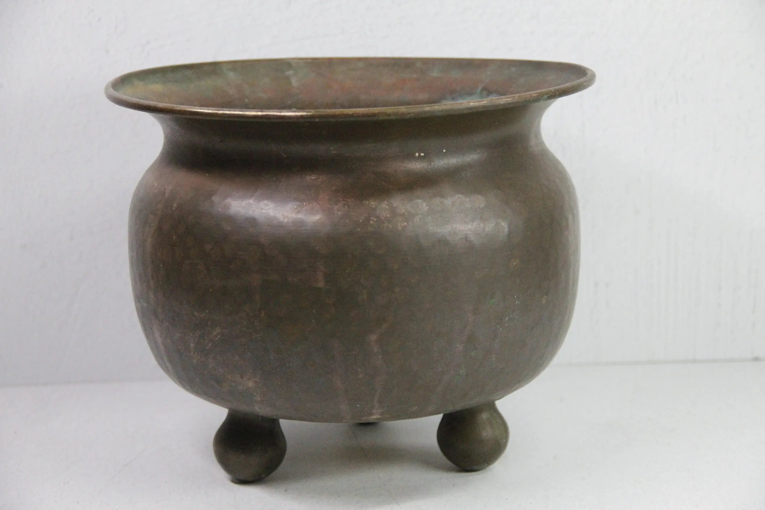 Antique Brass Planter | Large foot Hand Hammered Pot  Debra Hall Lifestyle