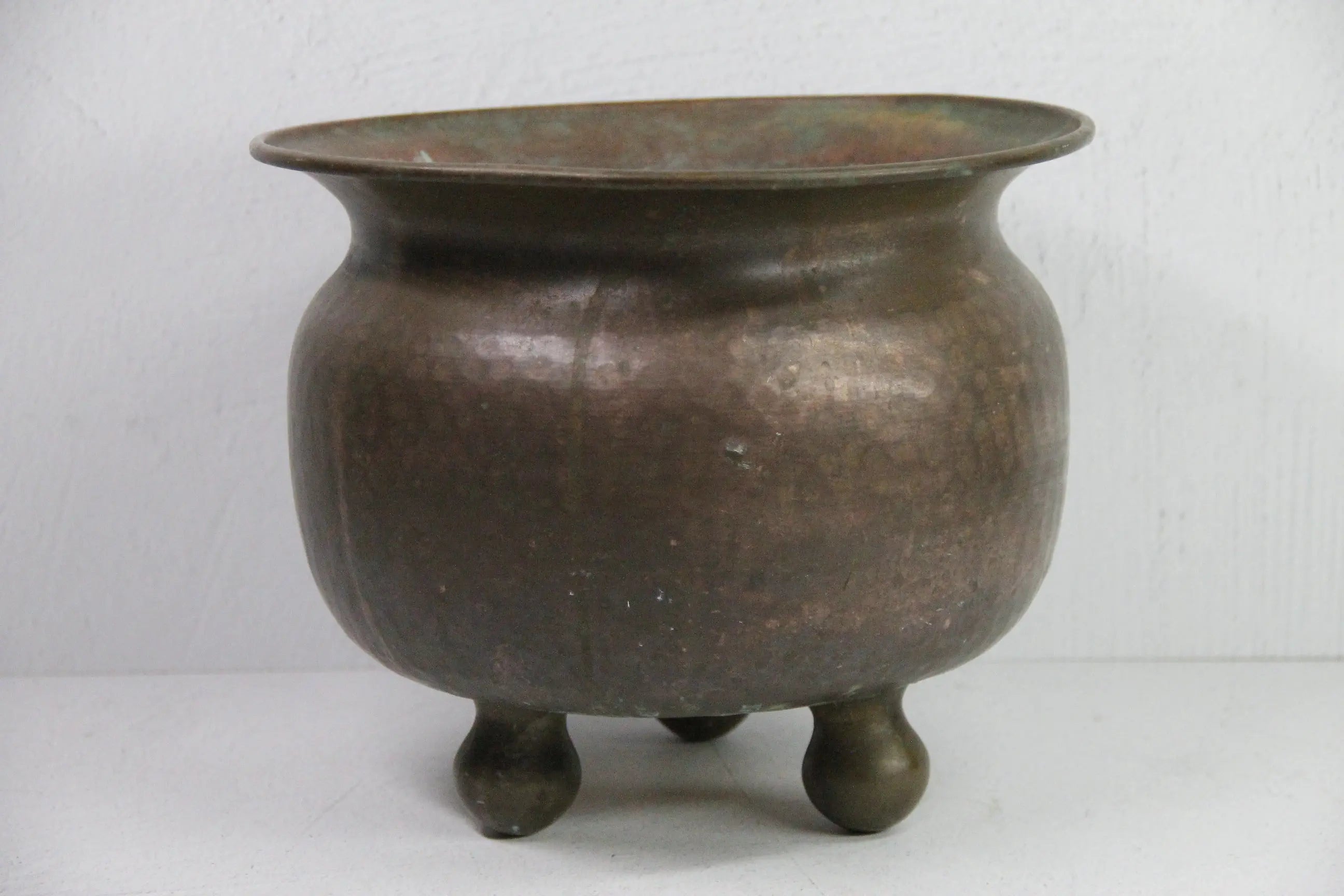 Antique Brass Planter | Large foot Hand Hammered Pot  Debra Hall Lifestyle