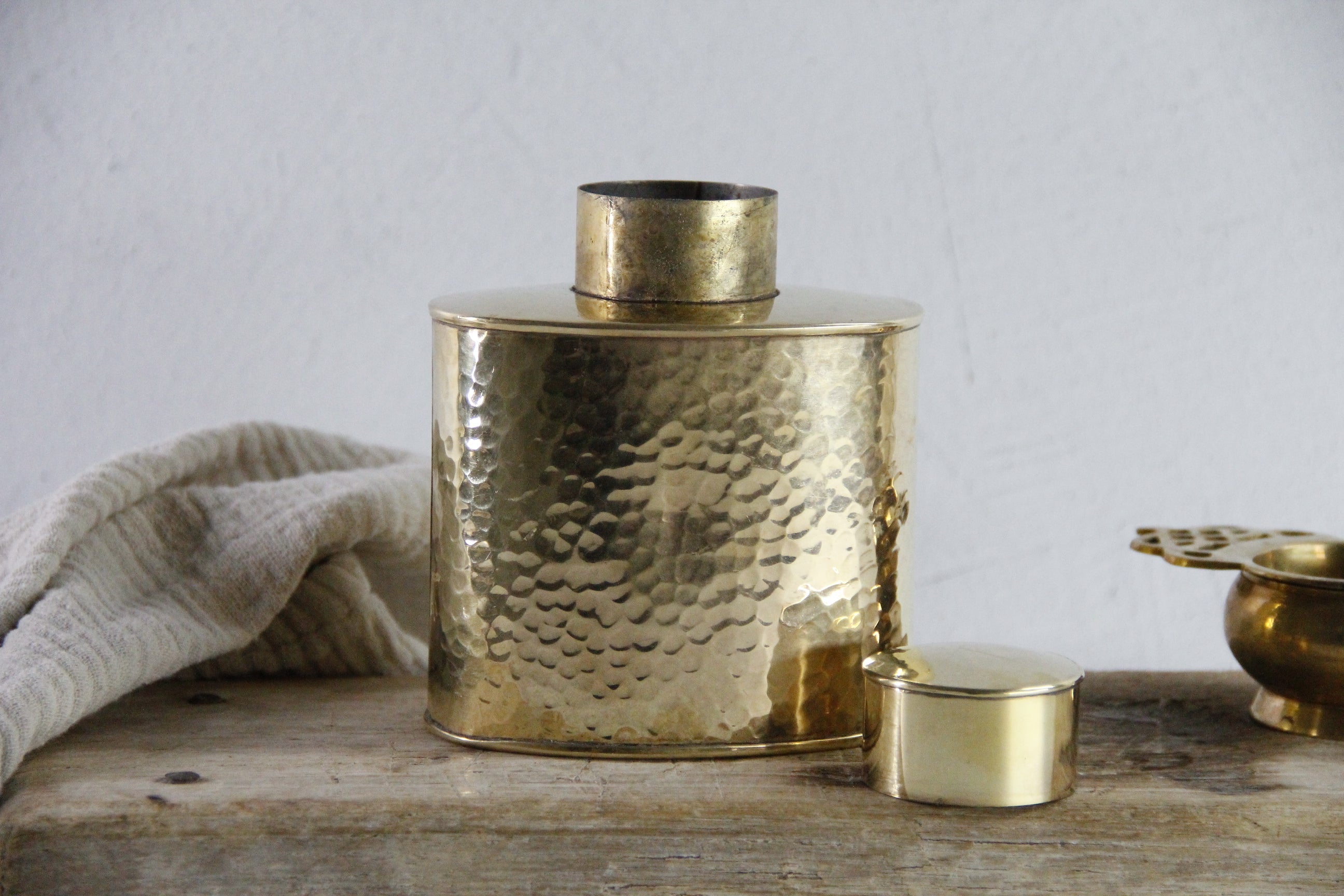 Antique Brass Tea Caddy England | Hand Hammered Stamped  Debra Hall Lifestyle