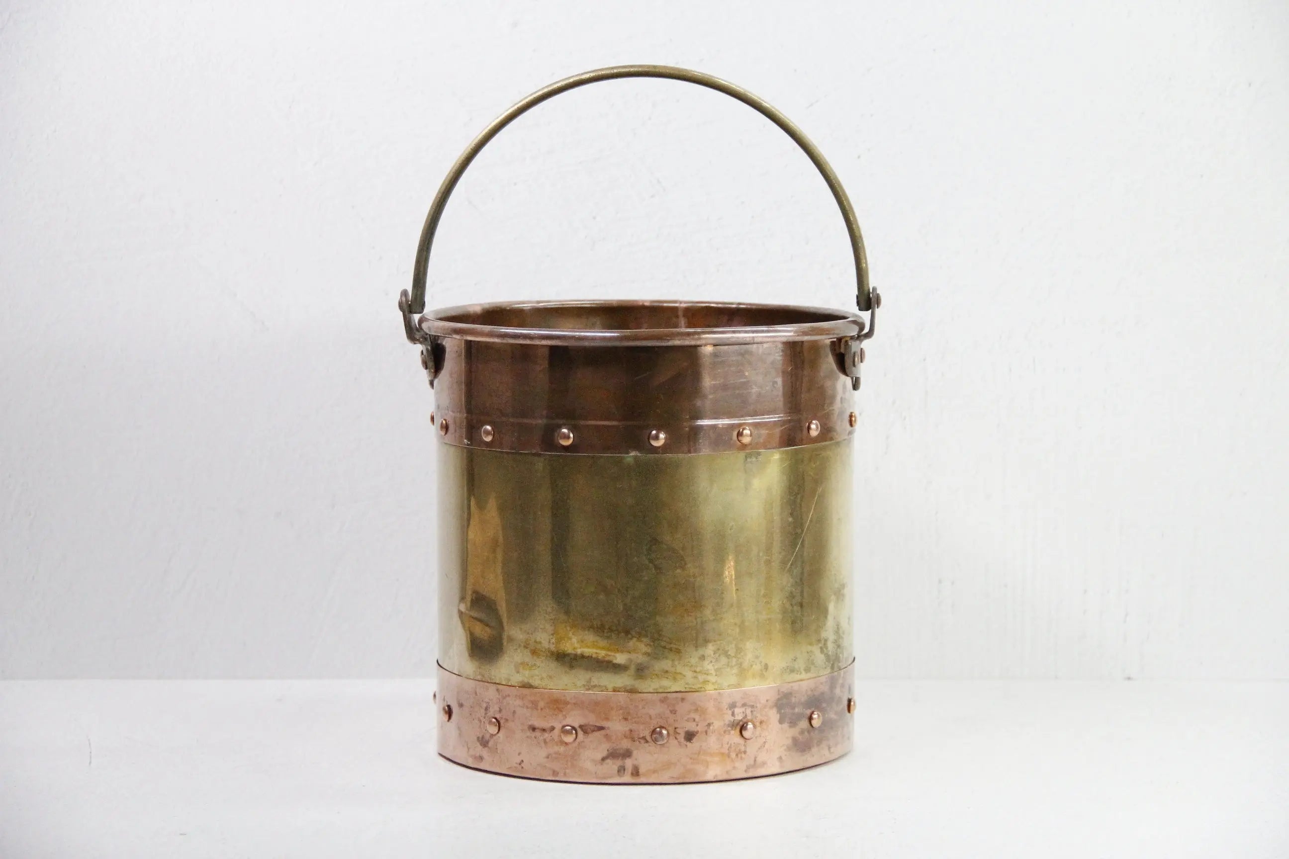 Antique Brass and Copper Bucket England | Riveted-Patina  Debra Hall Lifestyle