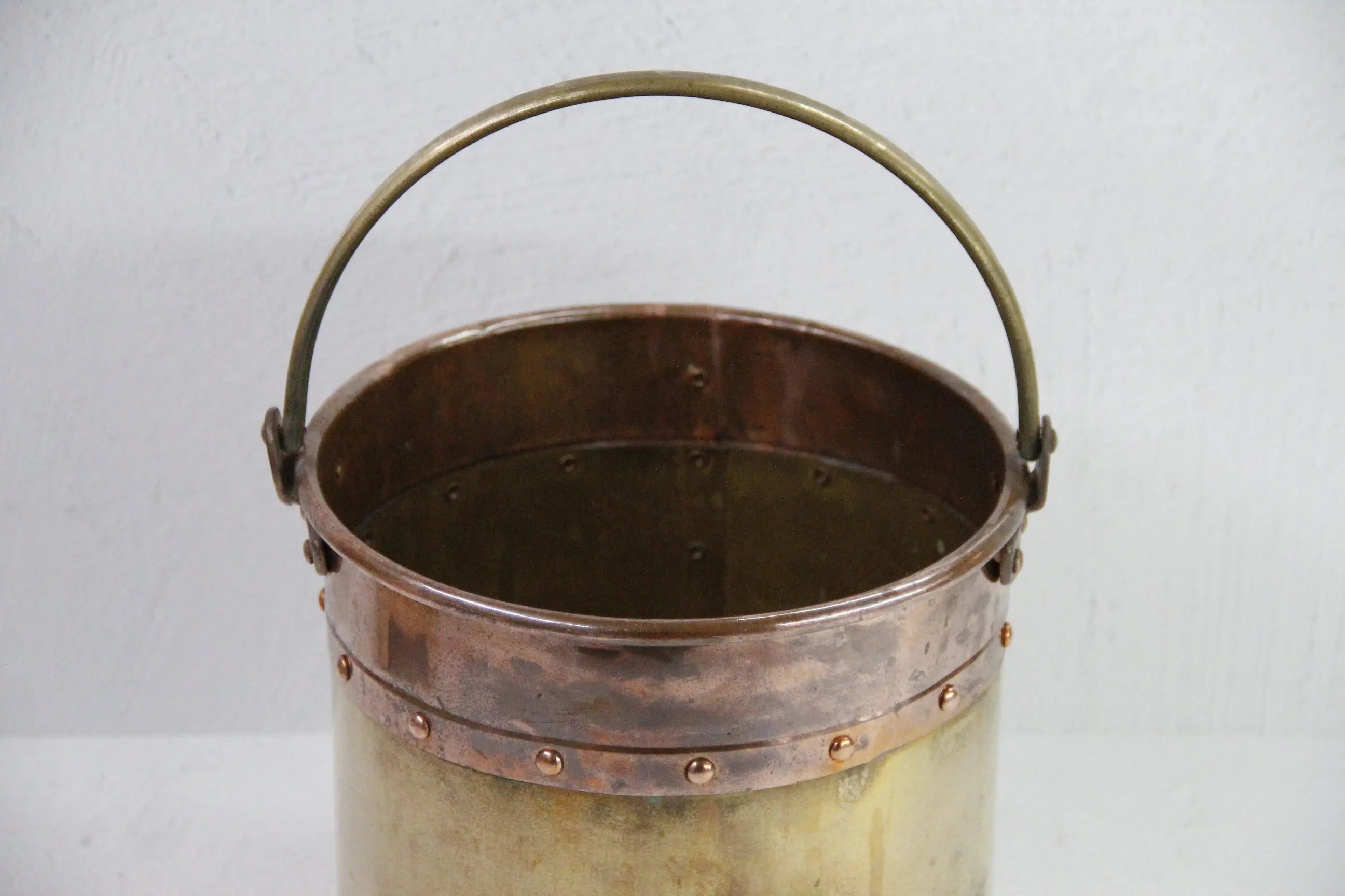 Antique Brass and Copper Bucket England | Riveted-Patina  Debra Hall Lifestyle