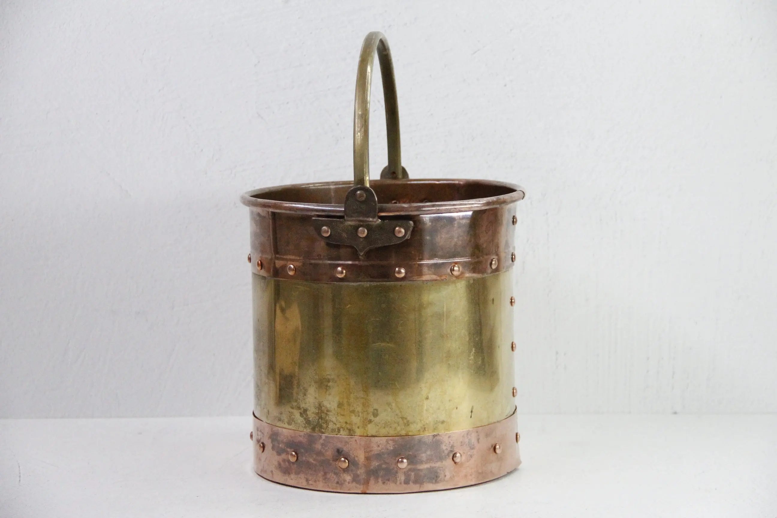 Antique Brass and Copper Bucket England | Riveted-Patina  Debra Hall Lifestyle