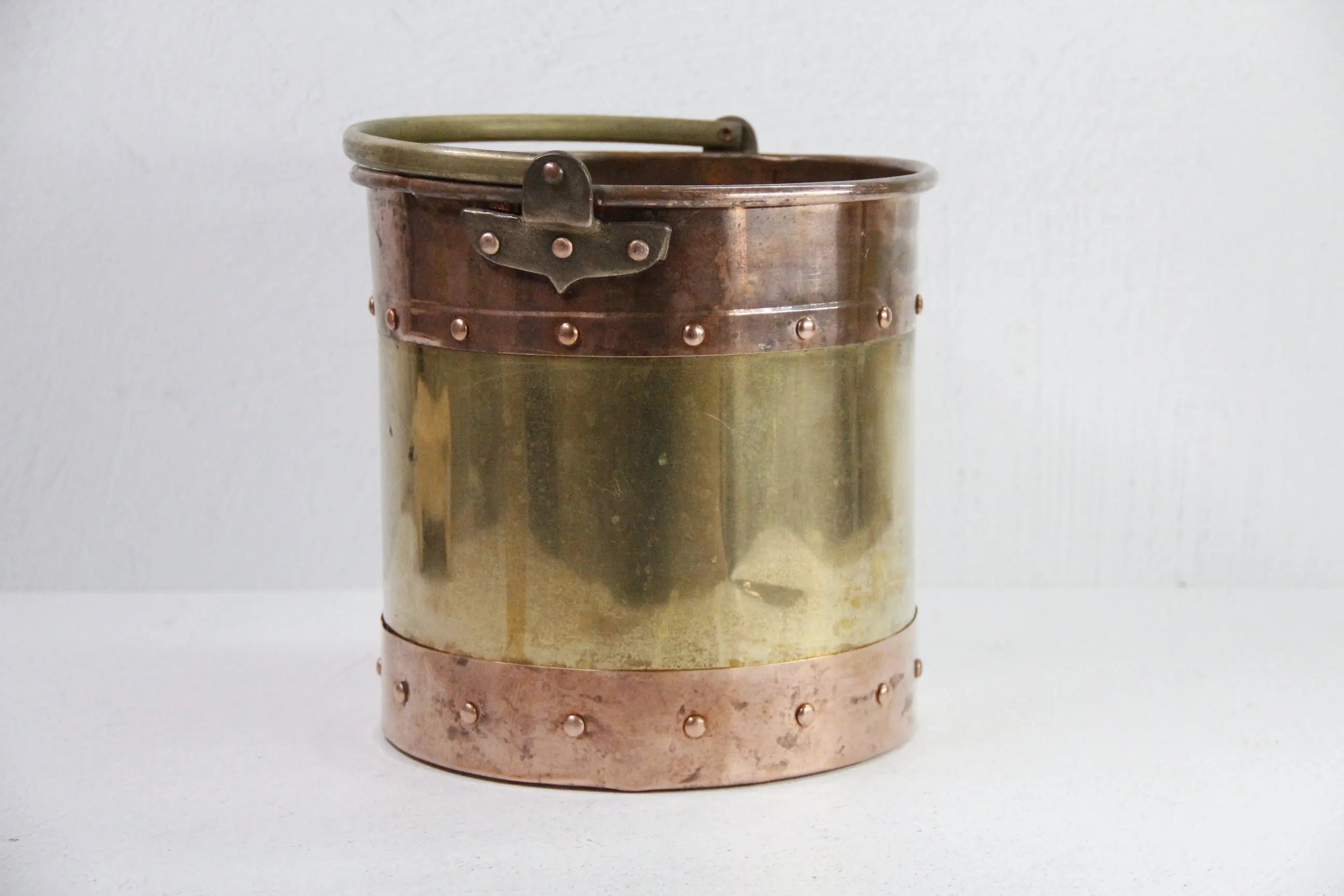 Antique Brass and Copper Bucket England | Riveted-Patina  Debra Hall Lifestyle