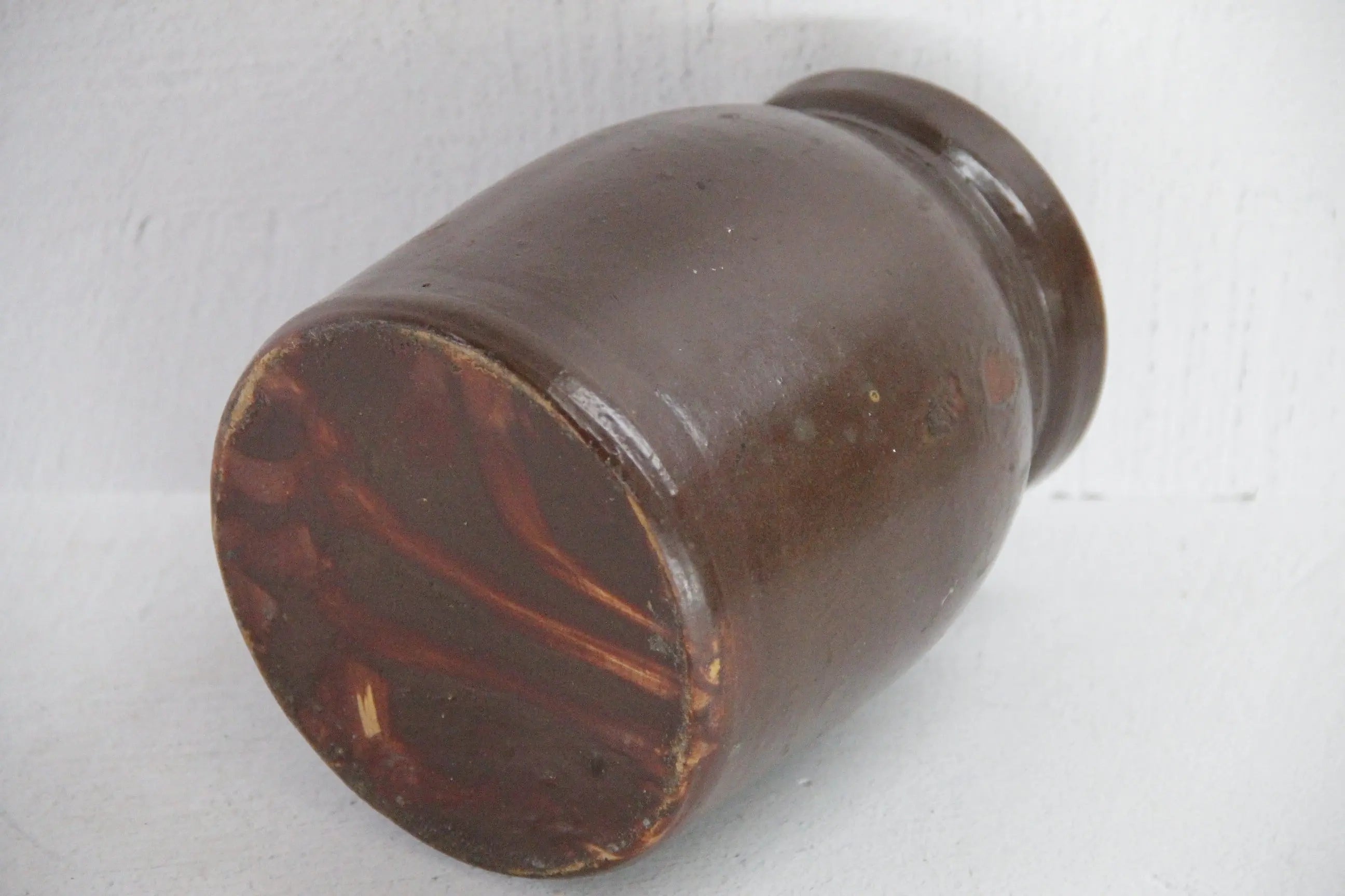 Antique Brown Crock | Glazed Stoneware Canning Utensil Jar  Debra Hall Lifestyle