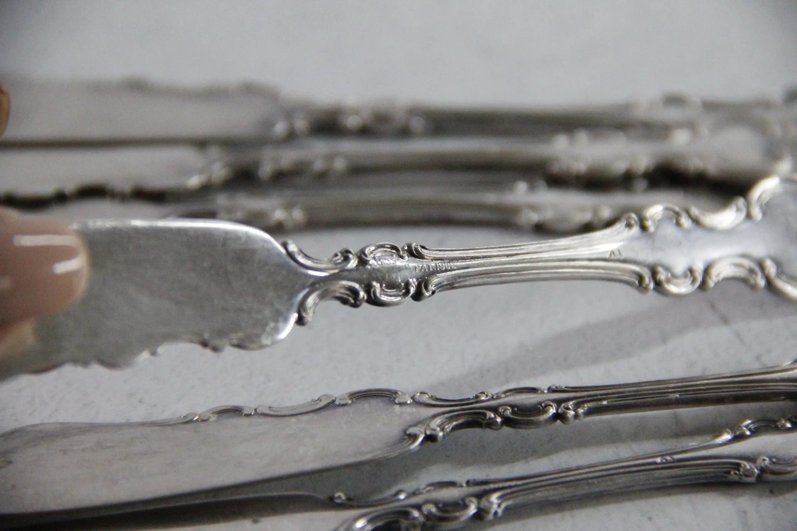 Antique Butter Knife Set of 6 | Wallace 1835 Silver Spreader  Debra Hall Lifestyle