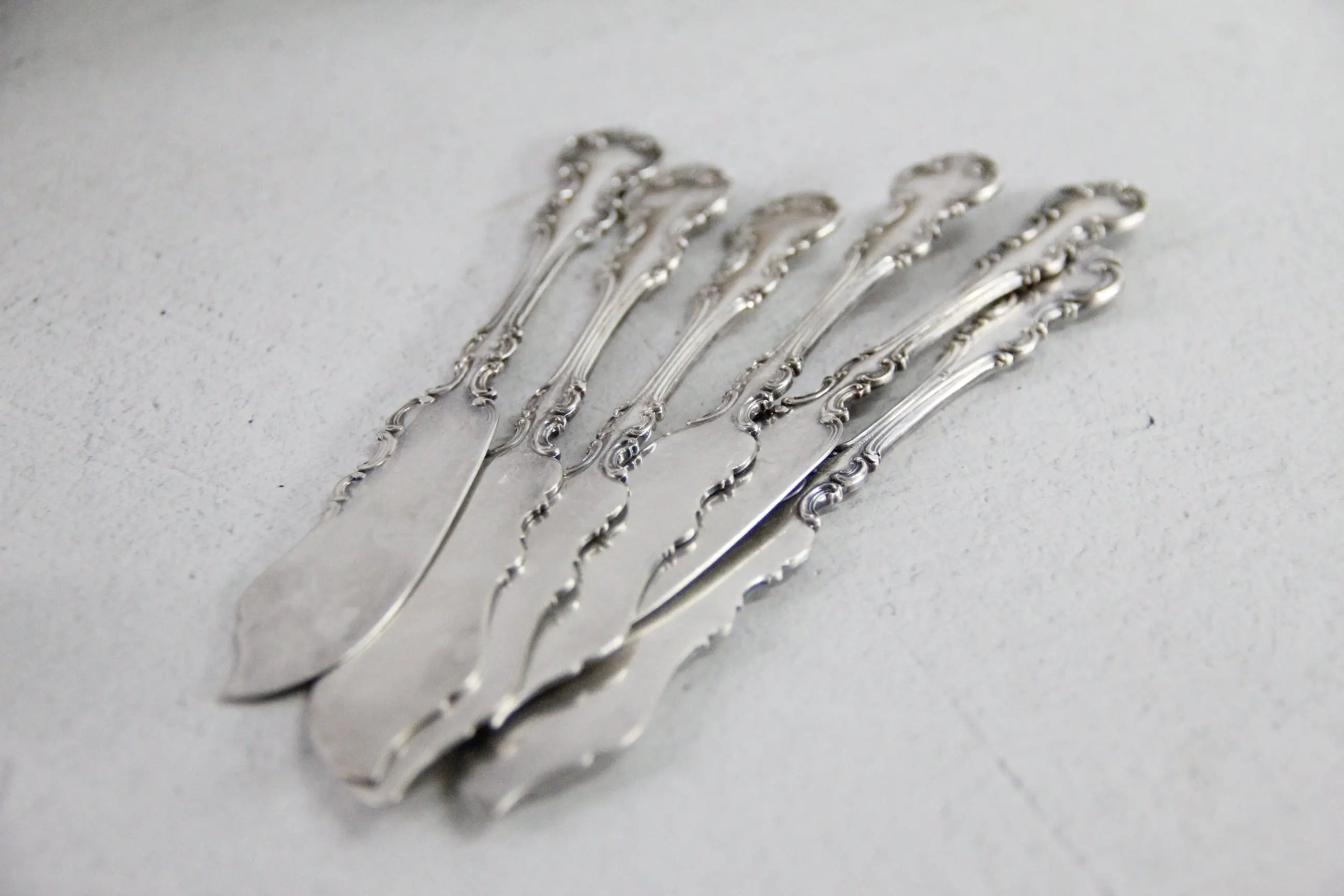 Antique Butter Knife Set of 6 | Wallace 1835 Silver Spreader  Debra Hall Lifestyle