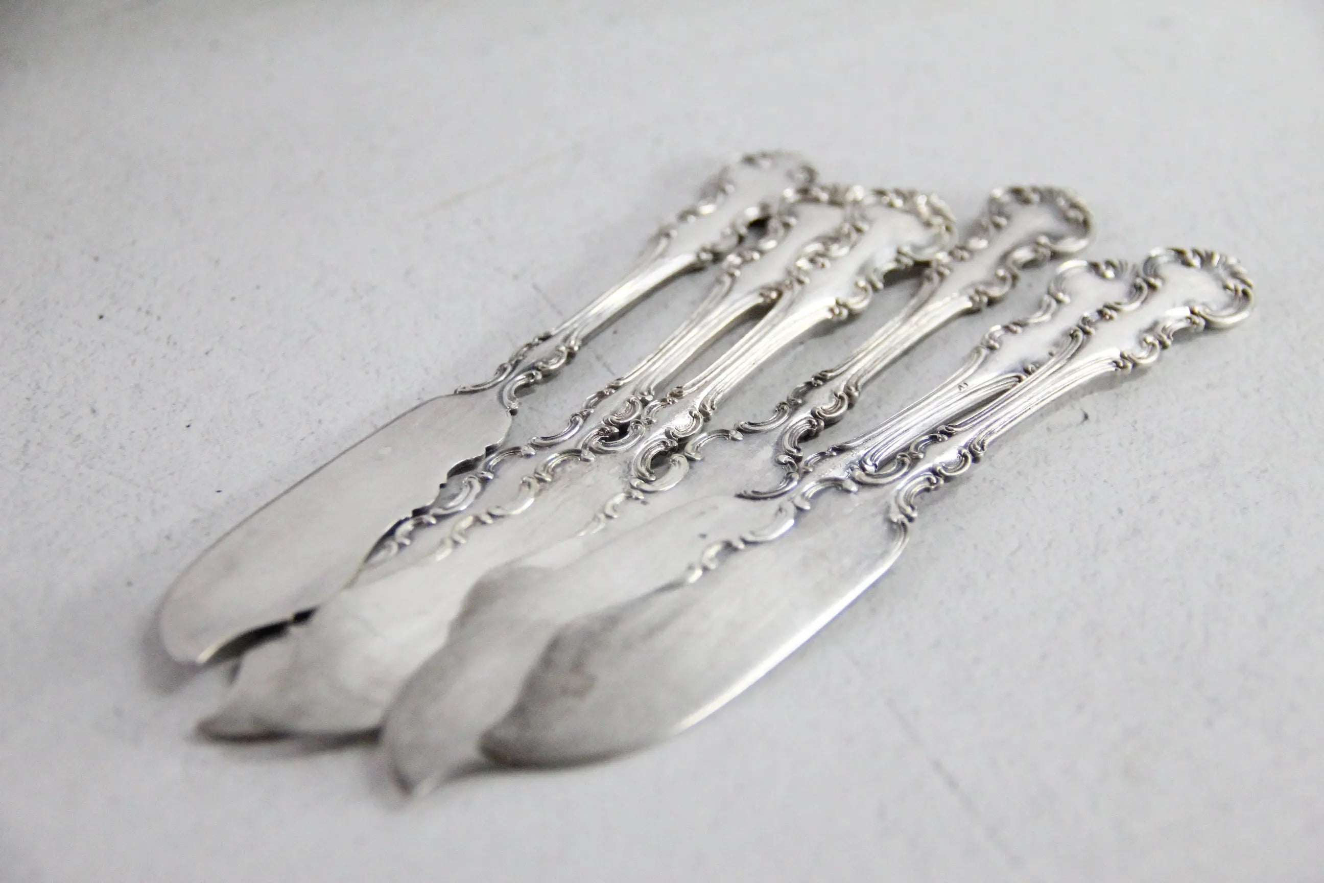 Antique Butter Knife Set of 6 | Wallace 1835 Silver Spreader  Debra Hall Lifestyle