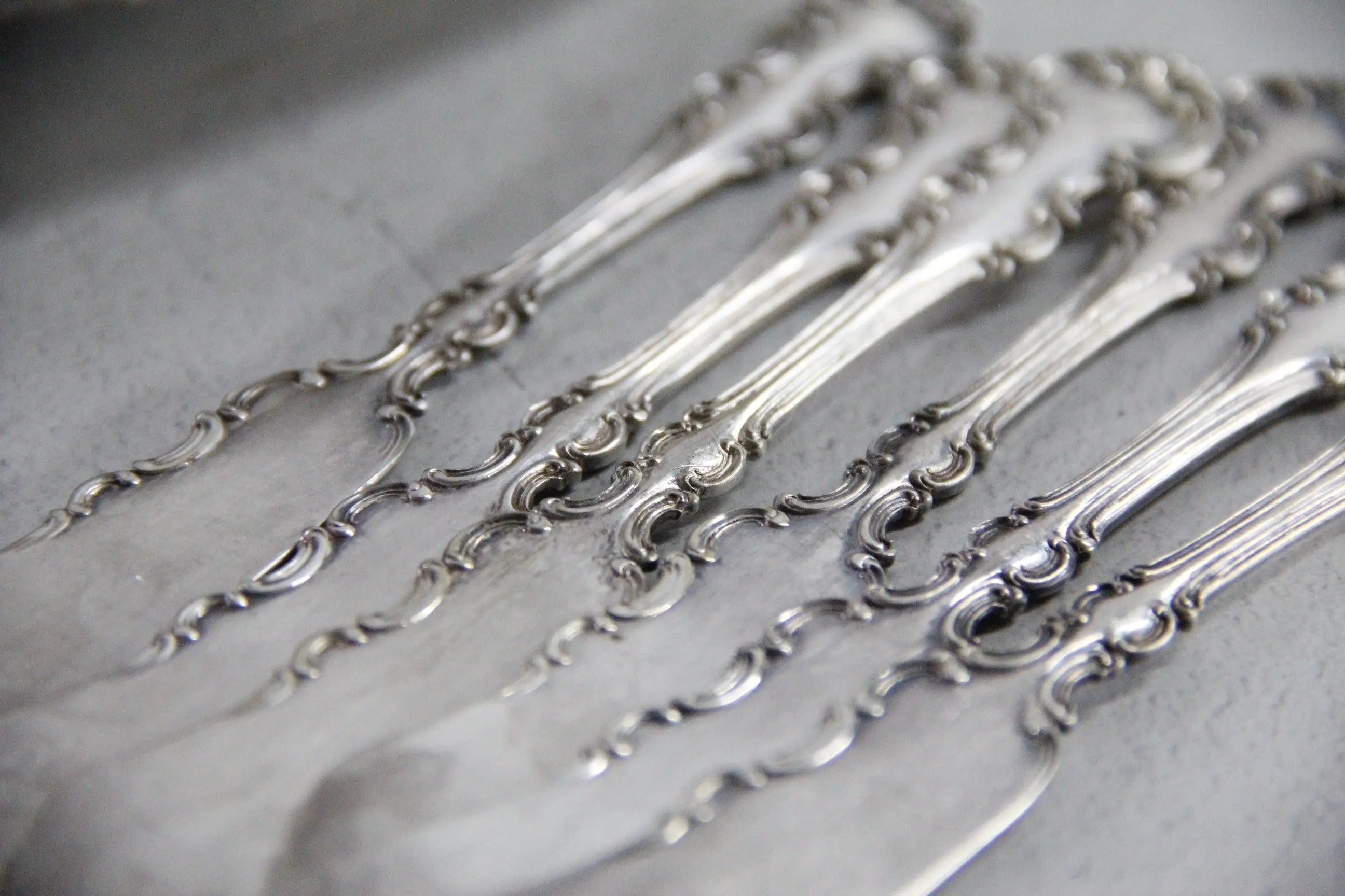 Antique Butter Knife Set of 6 | Wallace 1835 Silver Spreader  Debra Hall Lifestyle