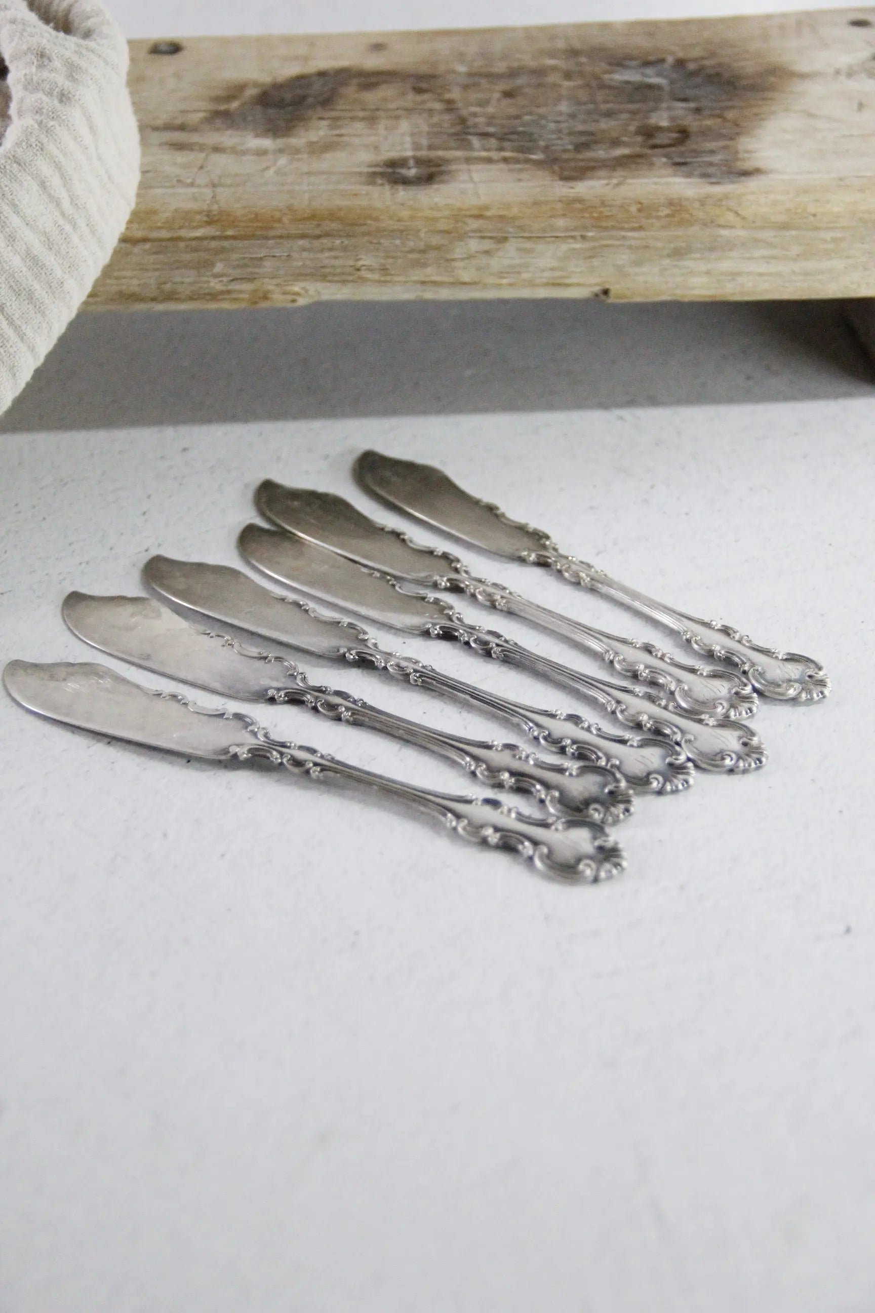 Antique Butter Knife Set of 6 | Wallace 1835 Silver Spreader  Debra Hall Lifestyle
