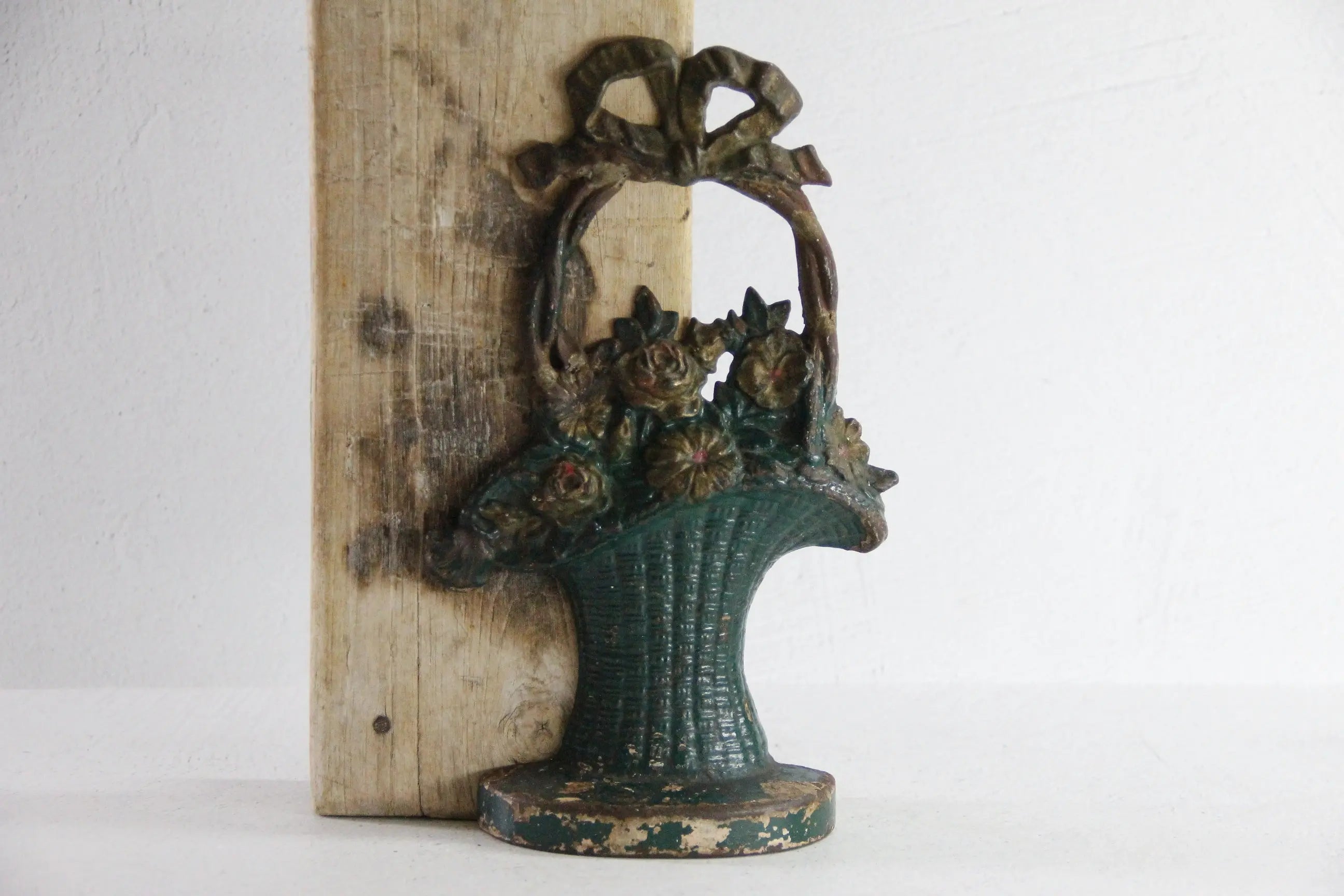 Antique Cast Iron Doorstop | Hubley Flower Basket  Debra Hall Lifestyle