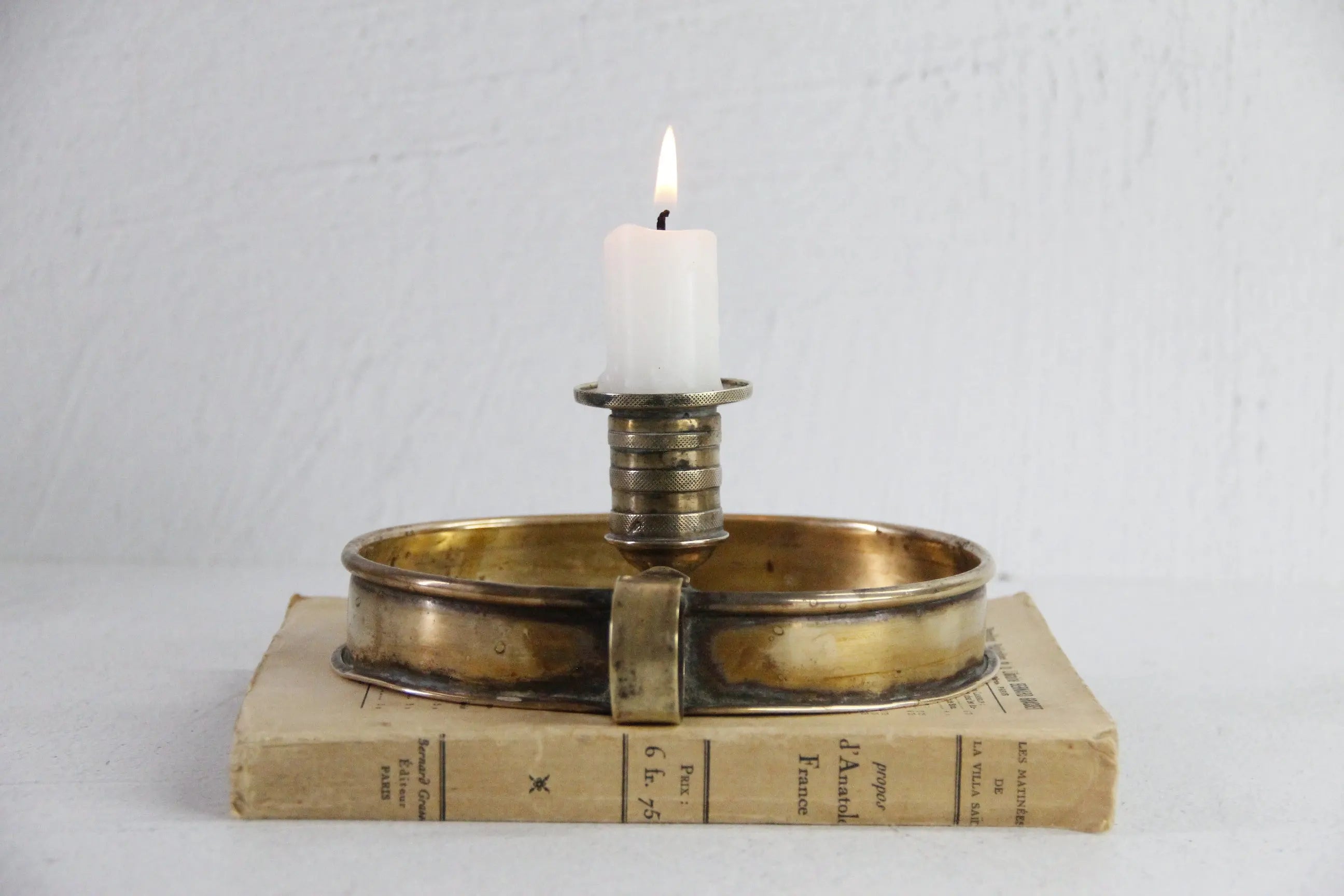 Antique Chamberstick | English Oval Brass Candle Holder  Debra Hall Lifestyle