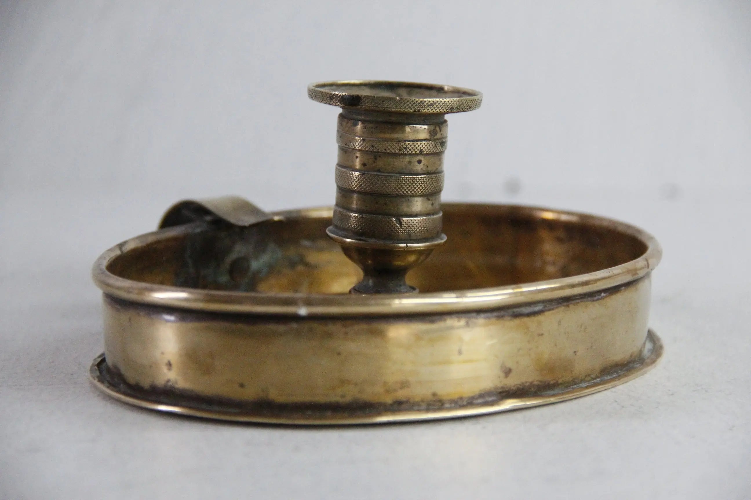 Antique Chamberstick | English Oval Brass Candle Holder  Debra Hall Lifestyle