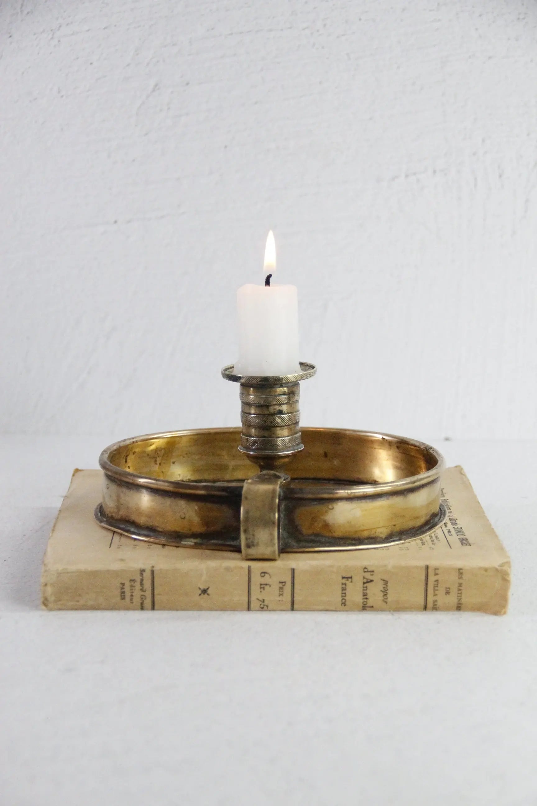Antique Chamberstick | English Oval Brass Candle Holder  Debra Hall Lifestyle