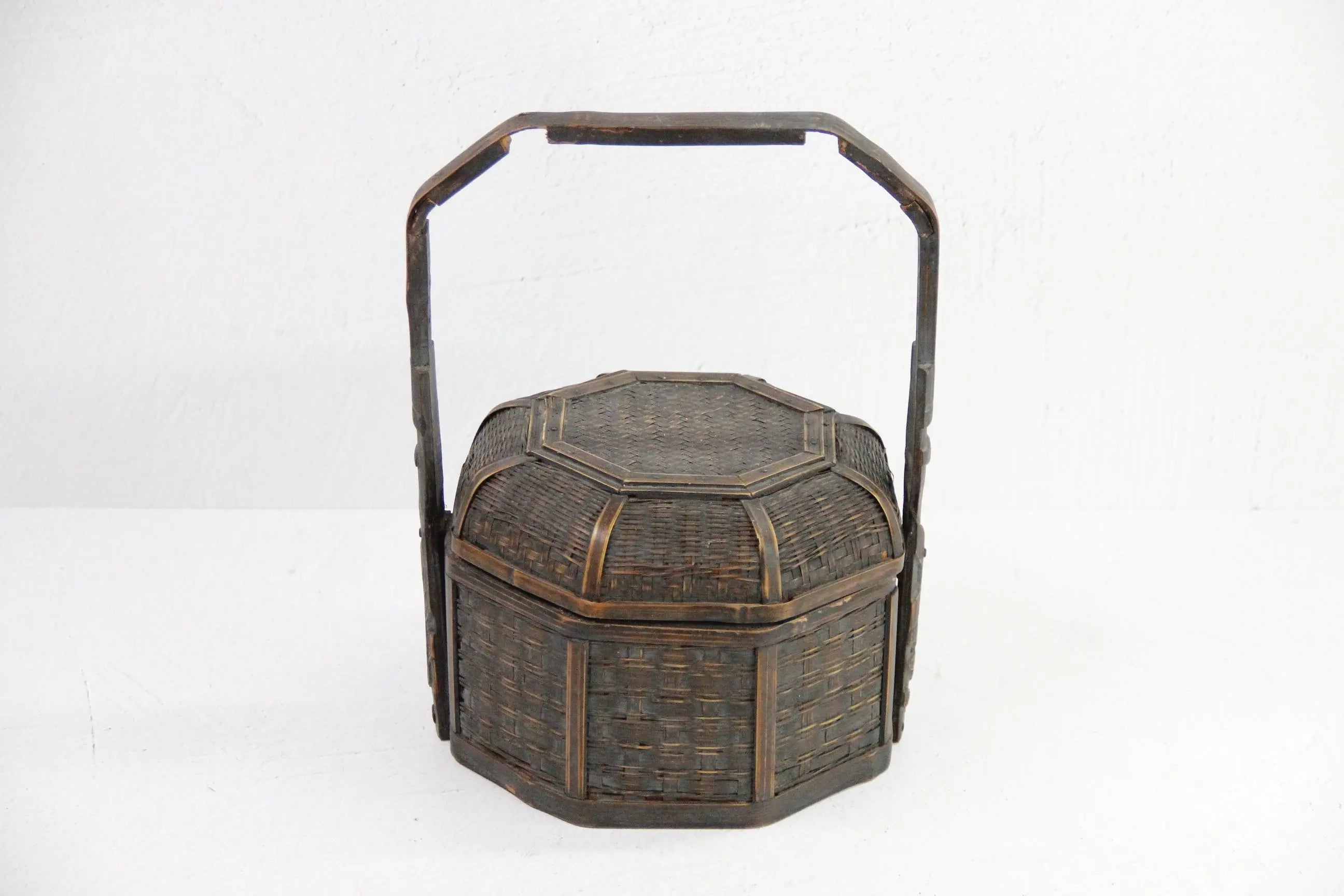 Antique Chinese Basket Lunch Box | Carved Bamboo  Debra Hall Lifestyle