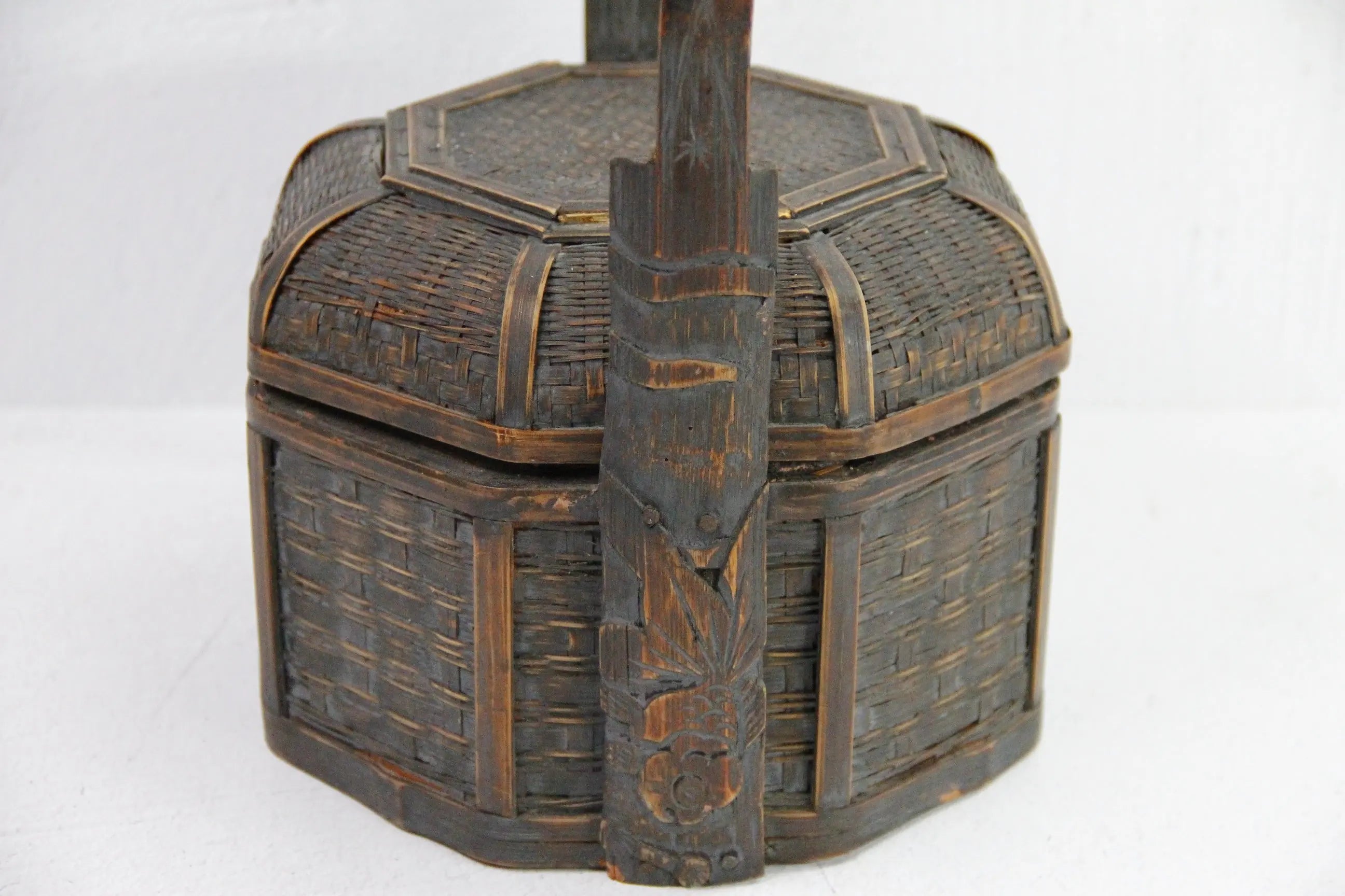 Antique Chinese Basket Lunch Box | Carved Bamboo  Debra Hall Lifestyle