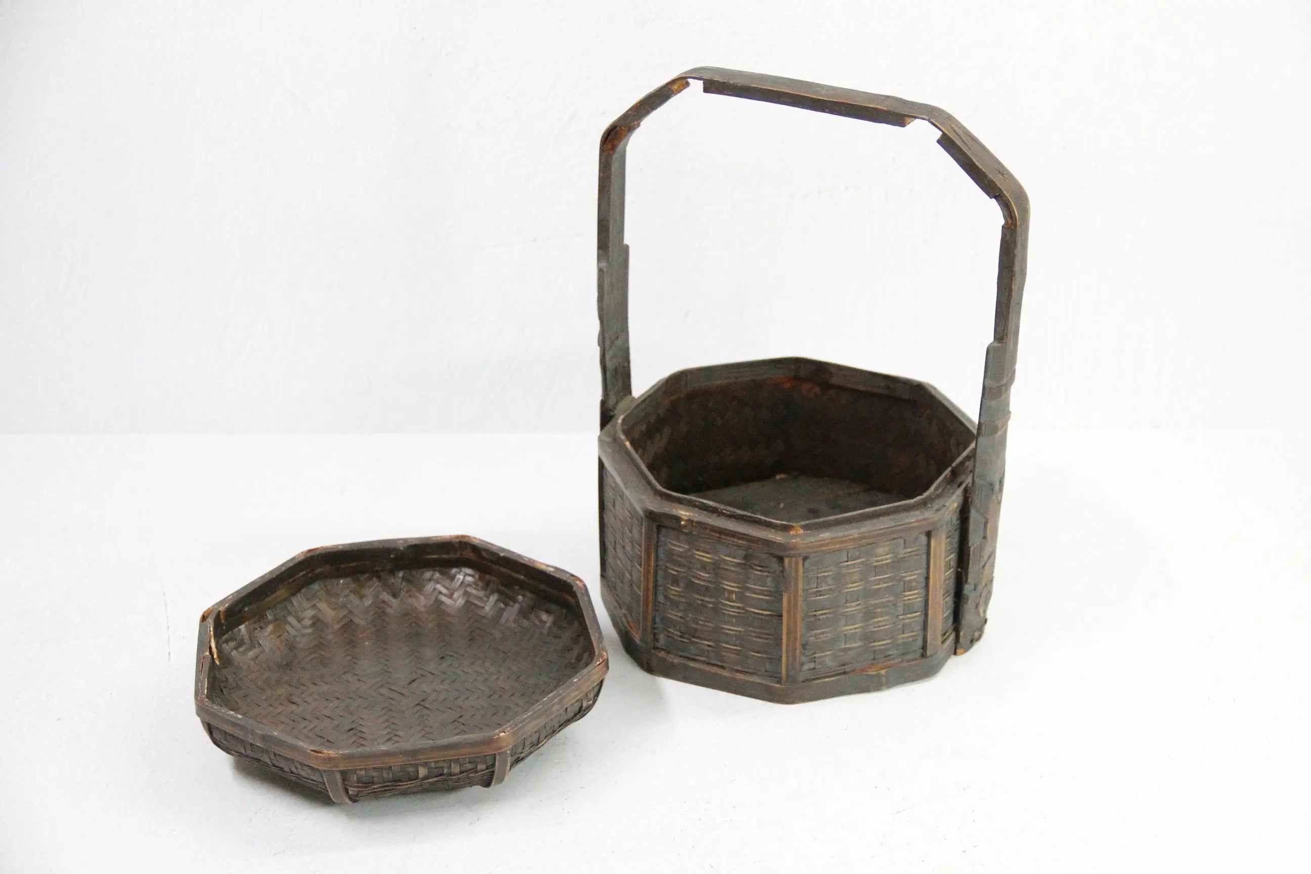 Antique Chinese Basket Lunch Box | Carved Bamboo  Debra Hall Lifestyle