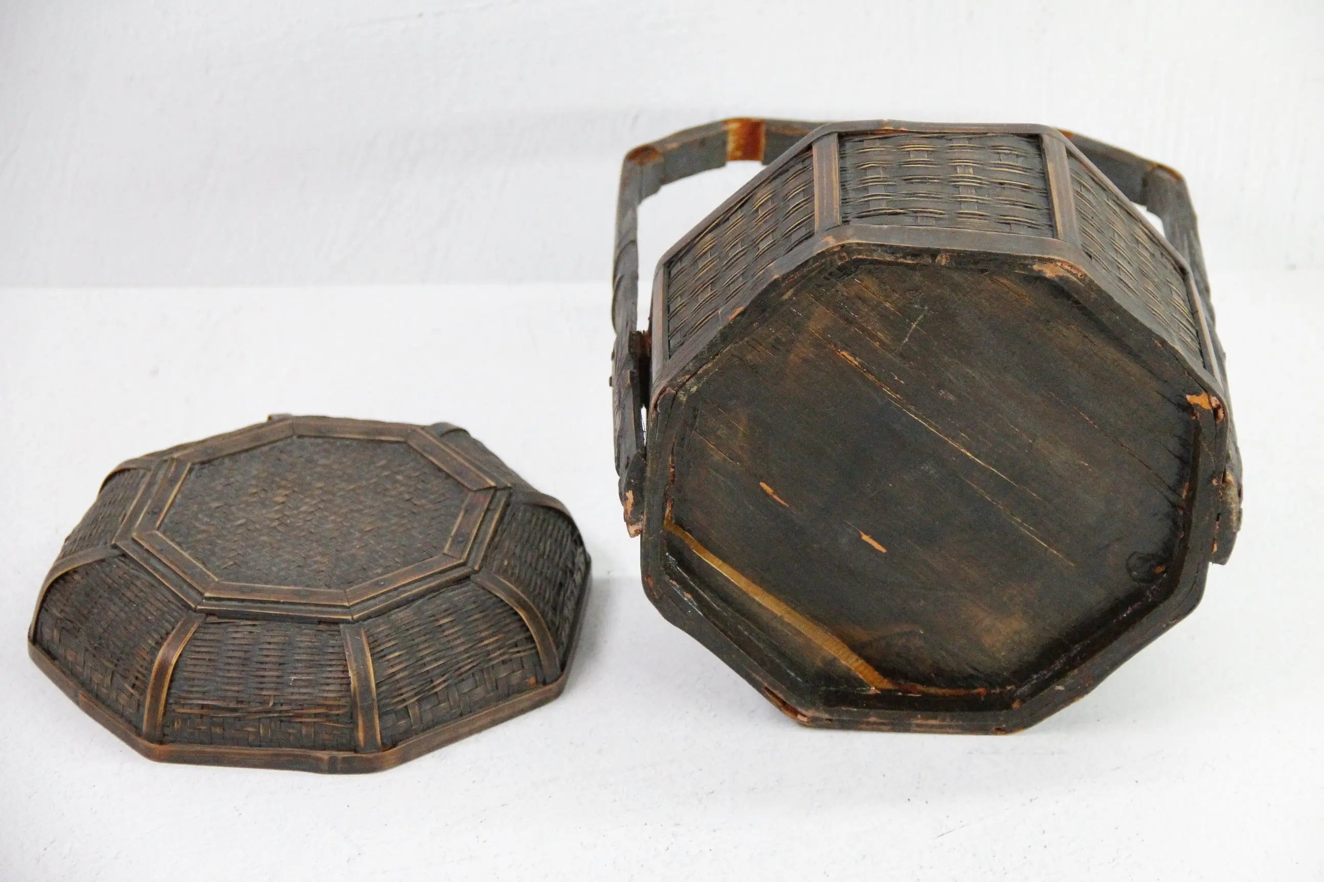 Antique Chinese Basket Lunch Box | Carved Bamboo  Debra Hall Lifestyle