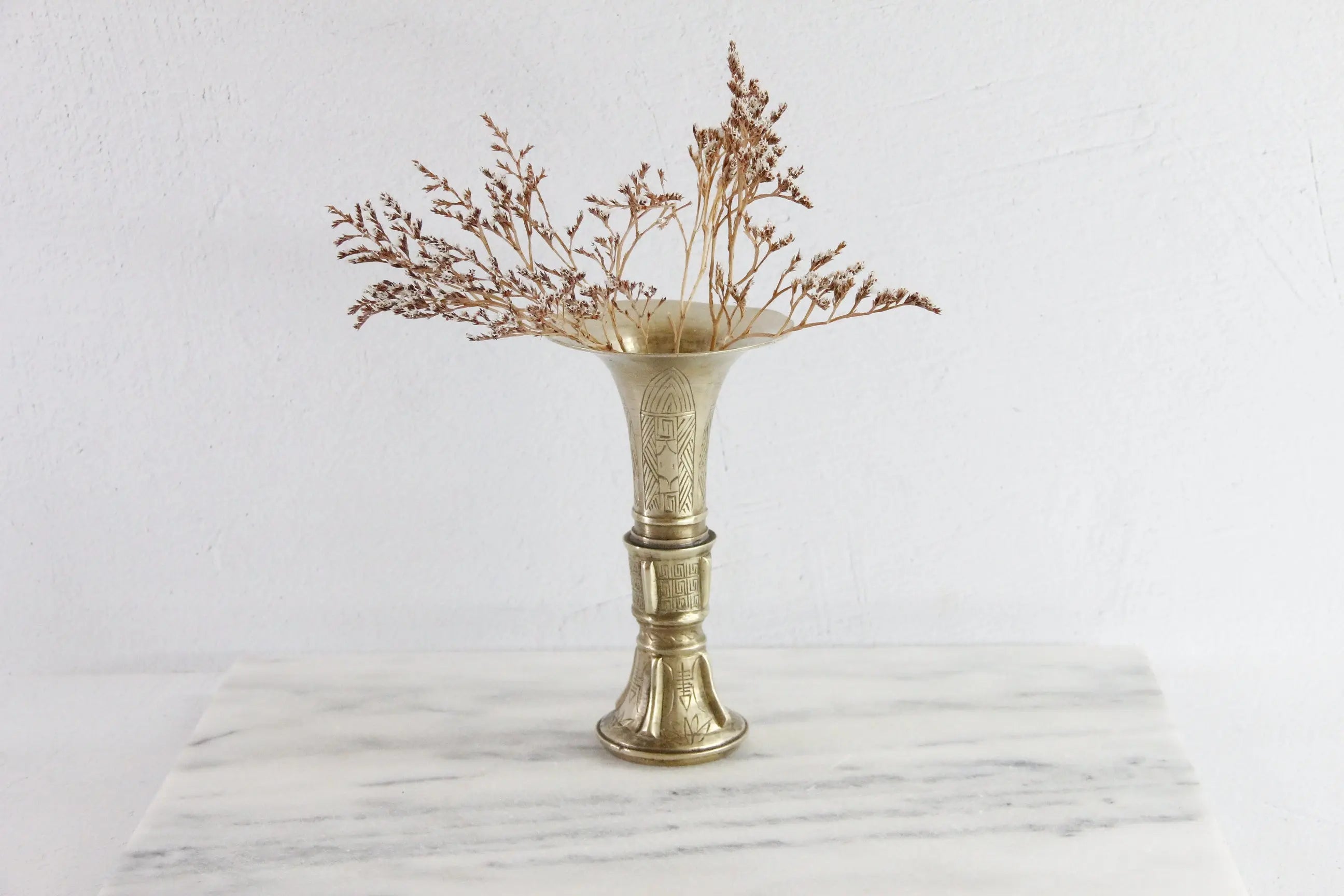 Antique Chinese Bronze Gu Vase | Figural Floral Design