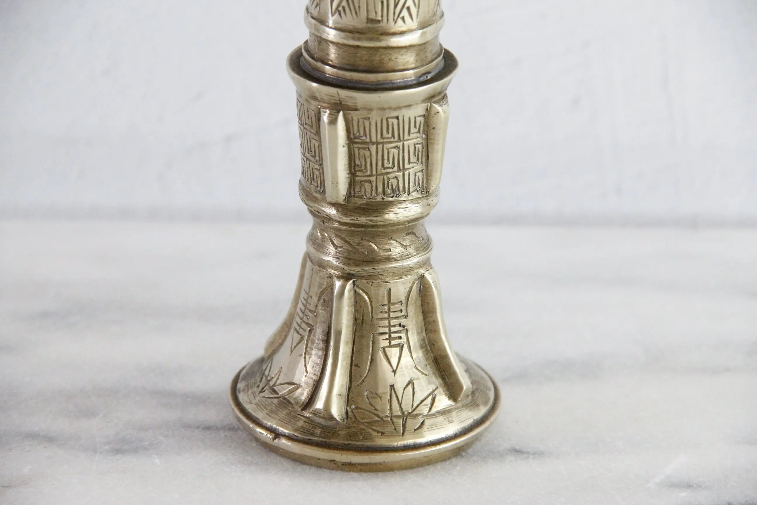 Antique Chinese Bronze Gu Vase | Figural Floral Design