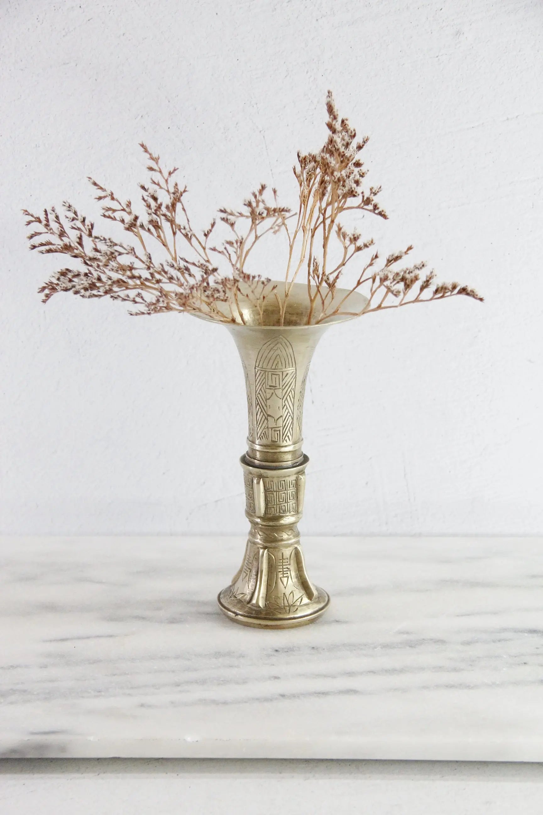 Antique Chinese Bronze Gu Vase | Figural Floral Design